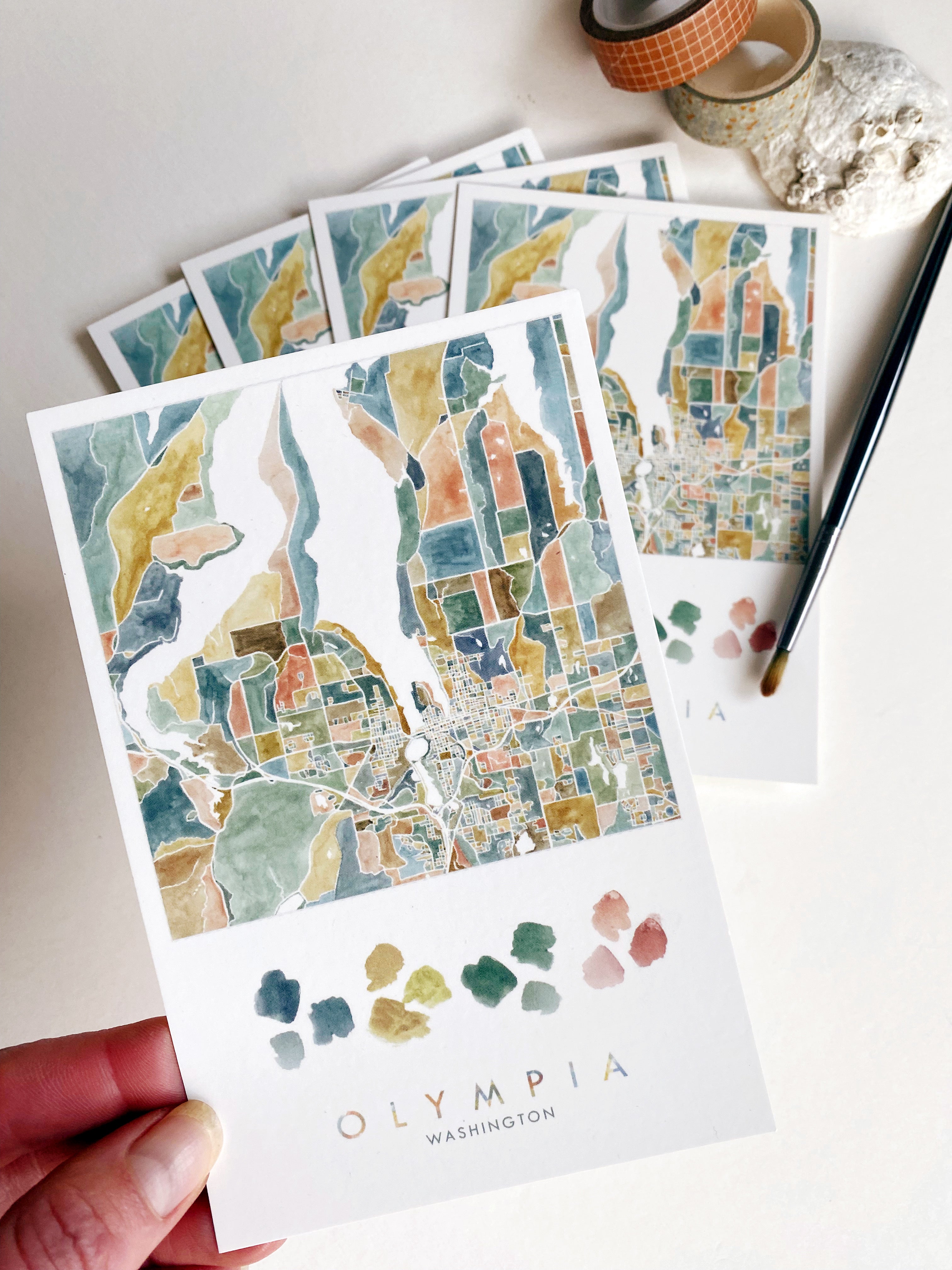 ColorFULL OLYMPIA Washington Map Postcard