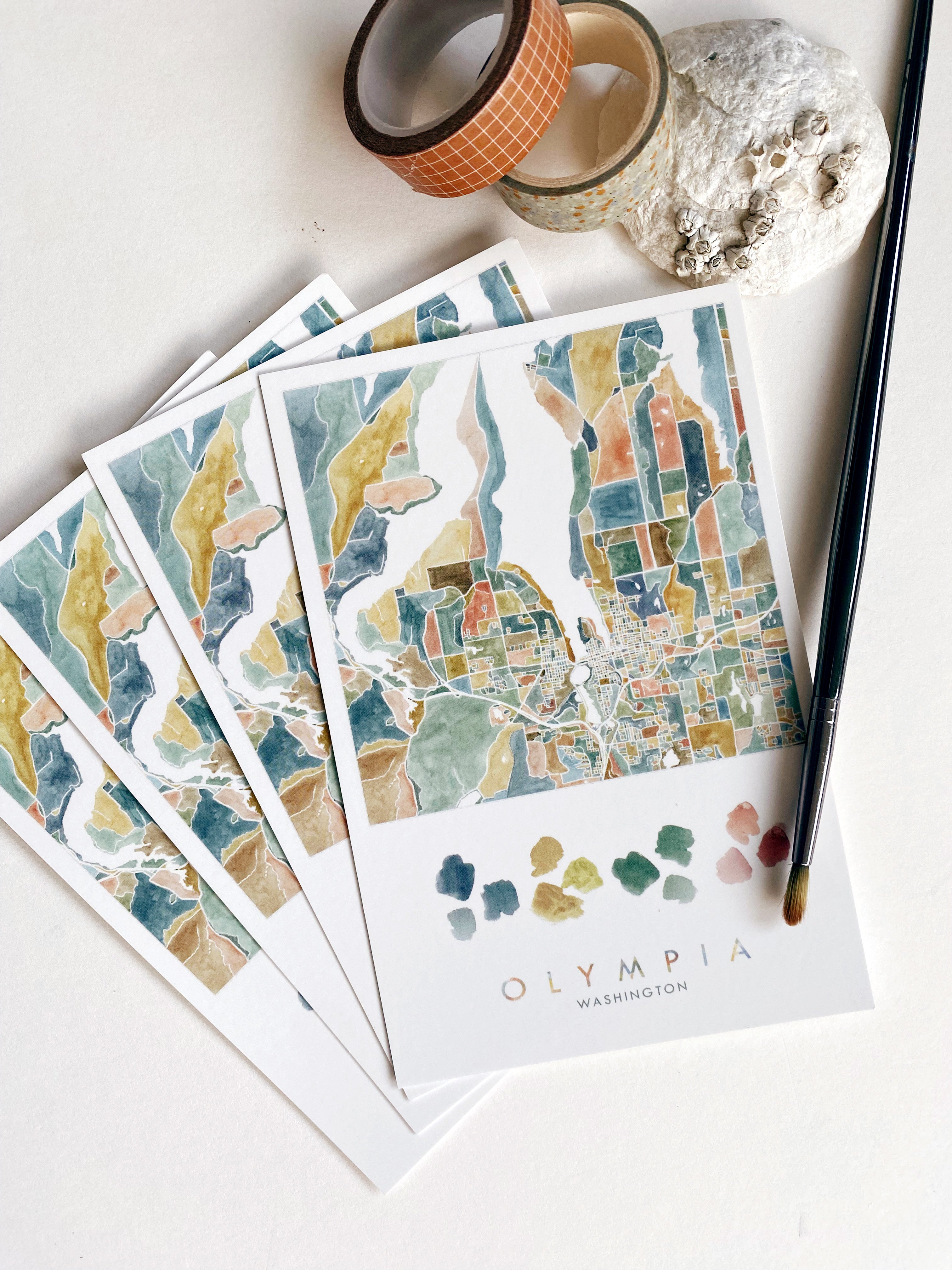 ColorFULL OLYMPIA Washington Map Postcard