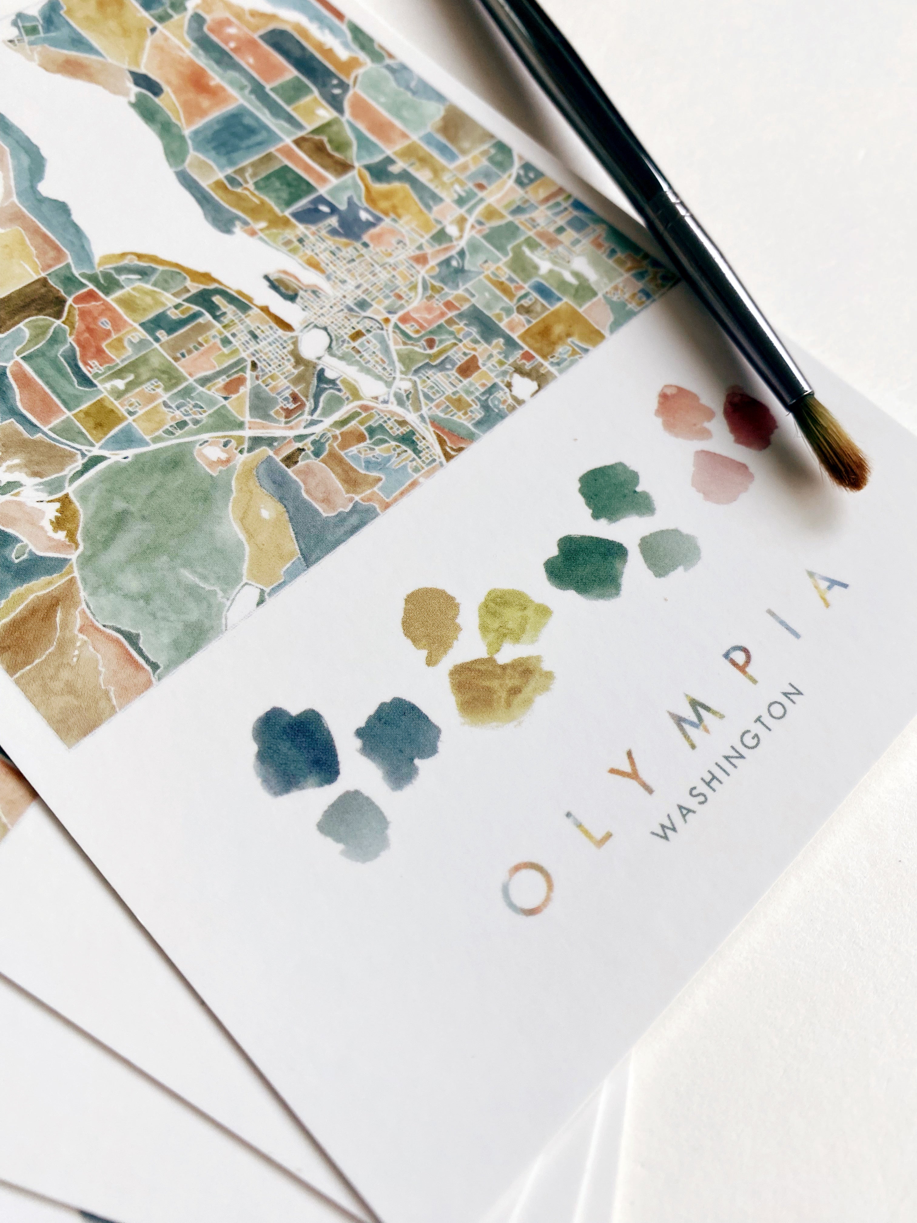 ColorFULL OLYMPIA Washington Map Postcard