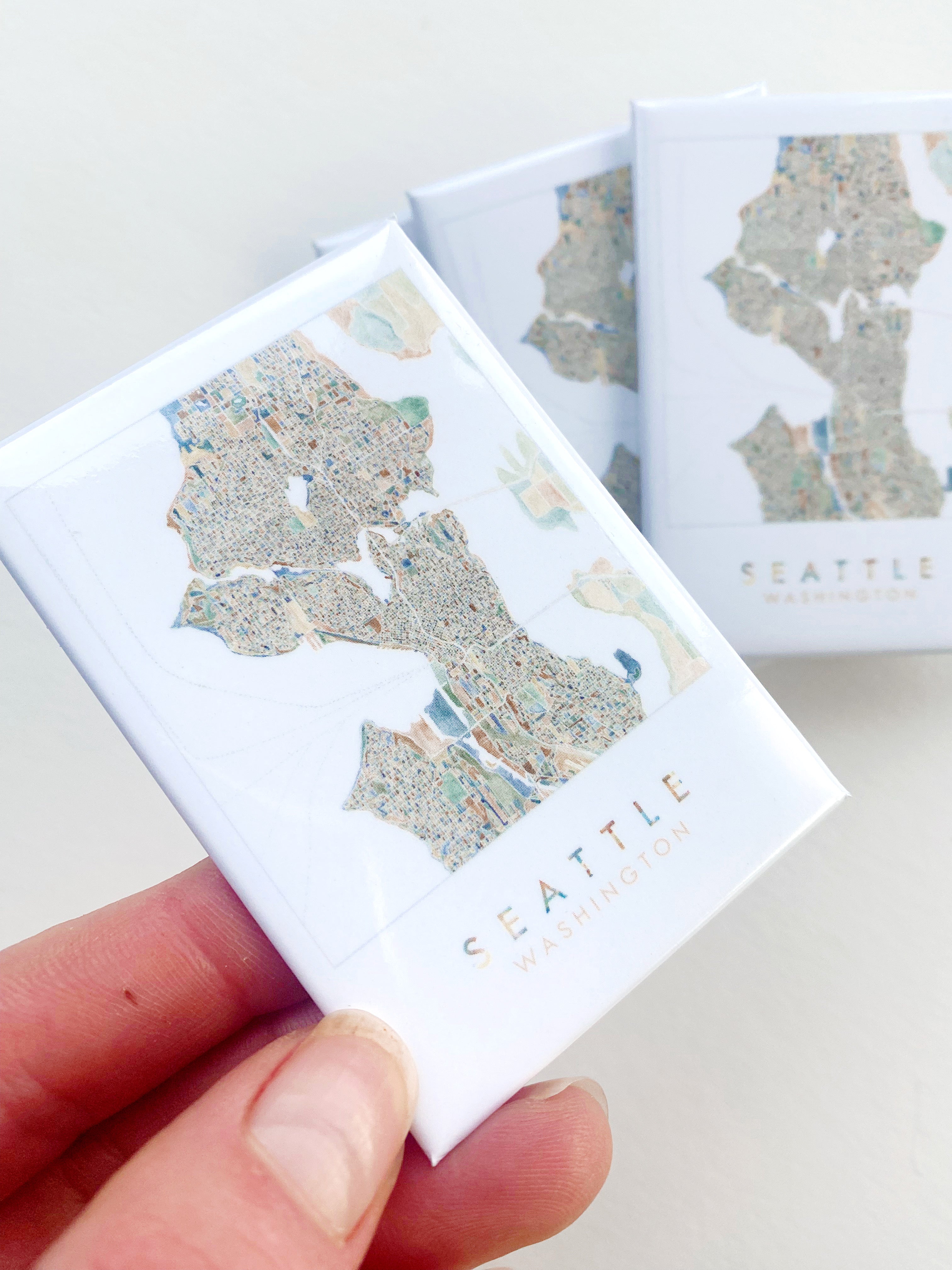 ColorFULL SEATTLE Washington Watercolor Map: MAGNET
