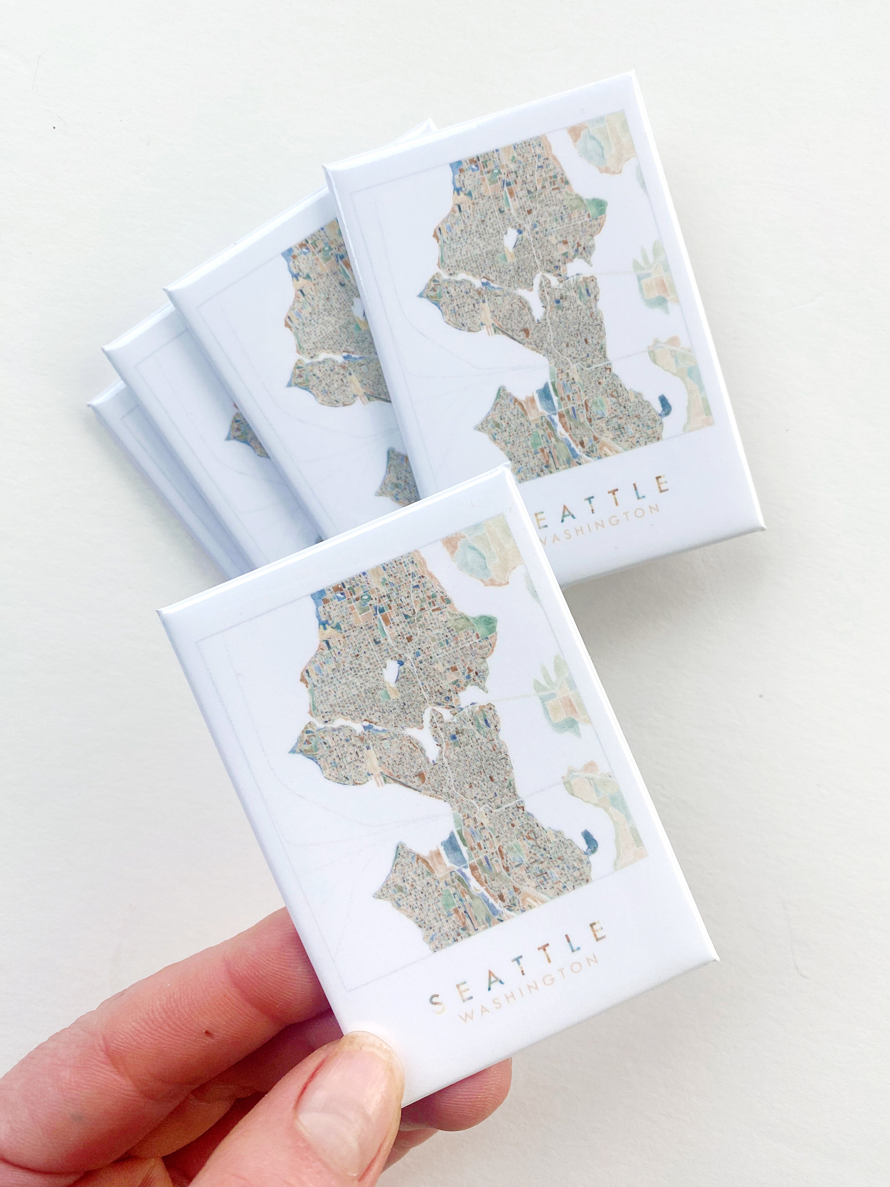 ColorFULL SEATTLE Washington Watercolor Map: MAGNET