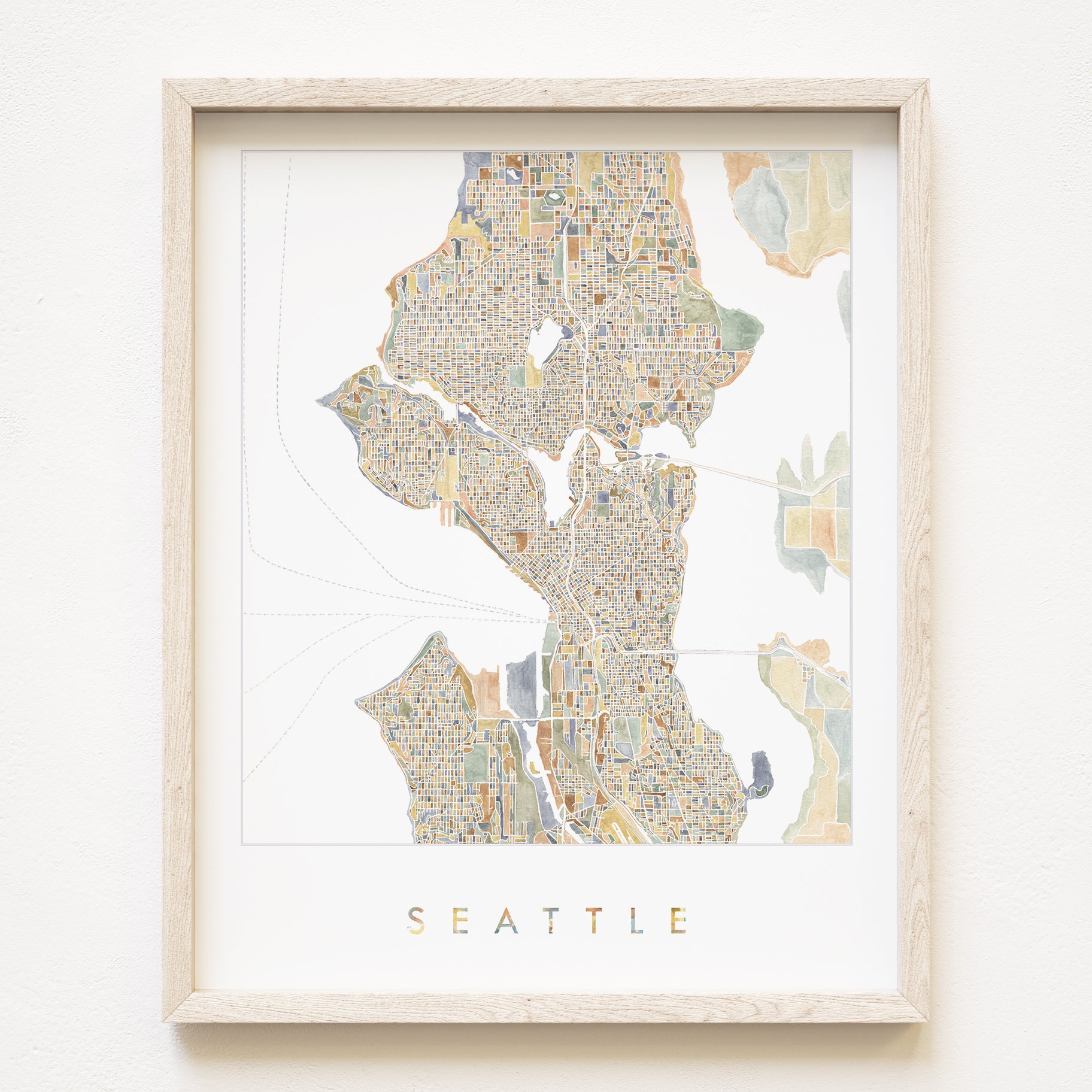 ColorFULL SEATTLE Watercolor City Blocks Map: PRINT