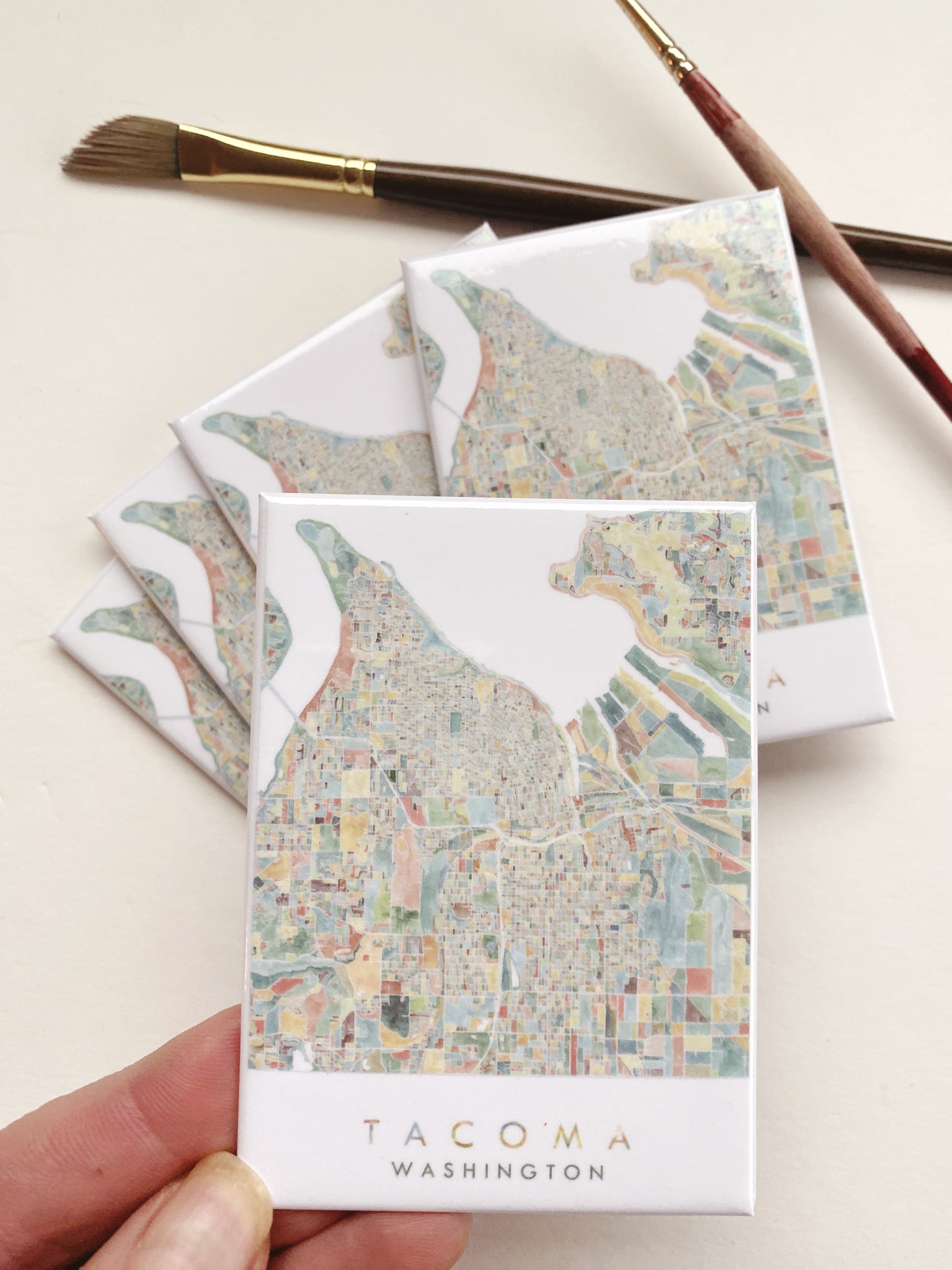 ColorFULL TACOMA Washington Watercolor Map: MAGNET
