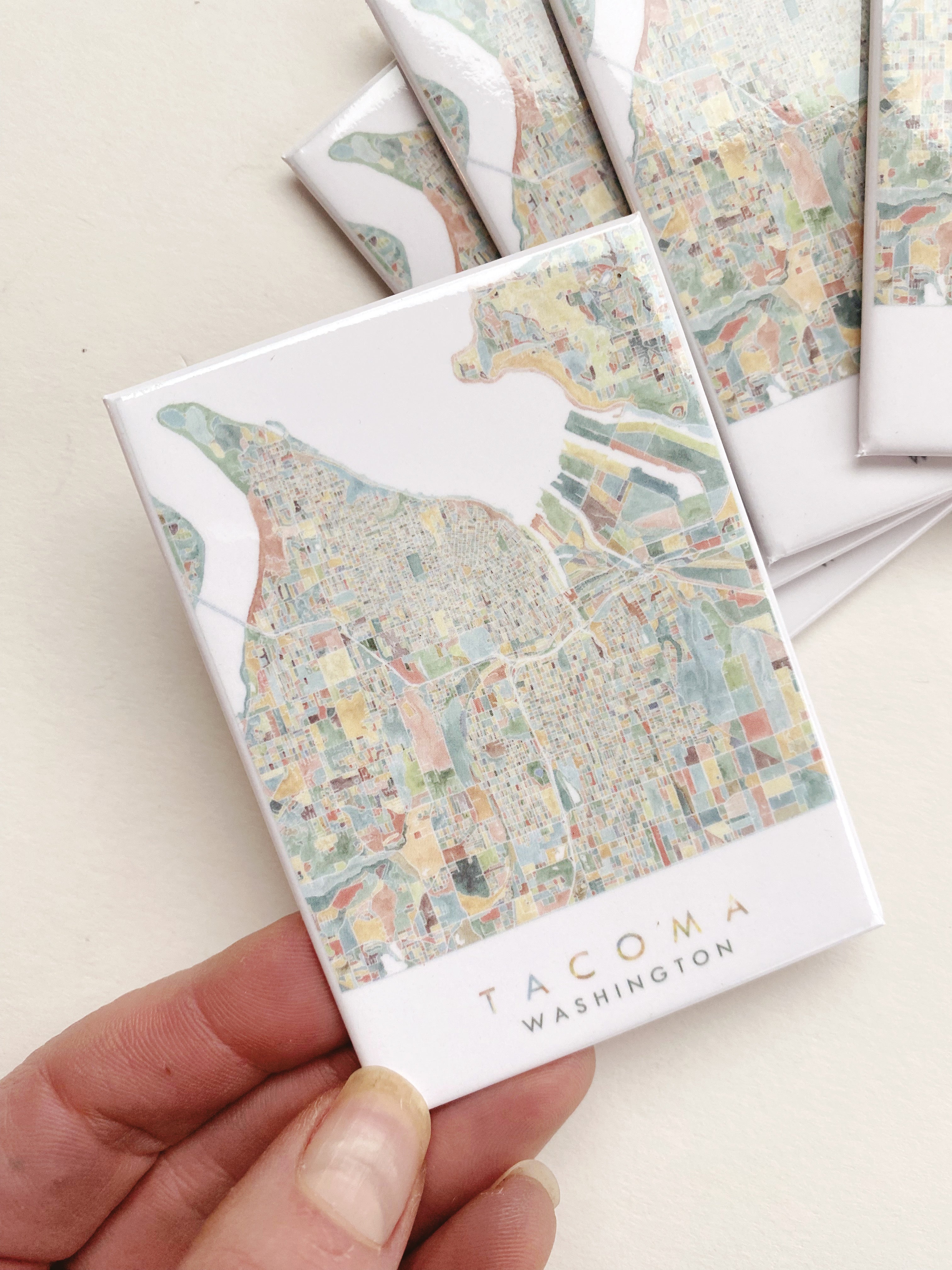 ColorFULL TACOMA Washington Watercolor Map: MAGNET