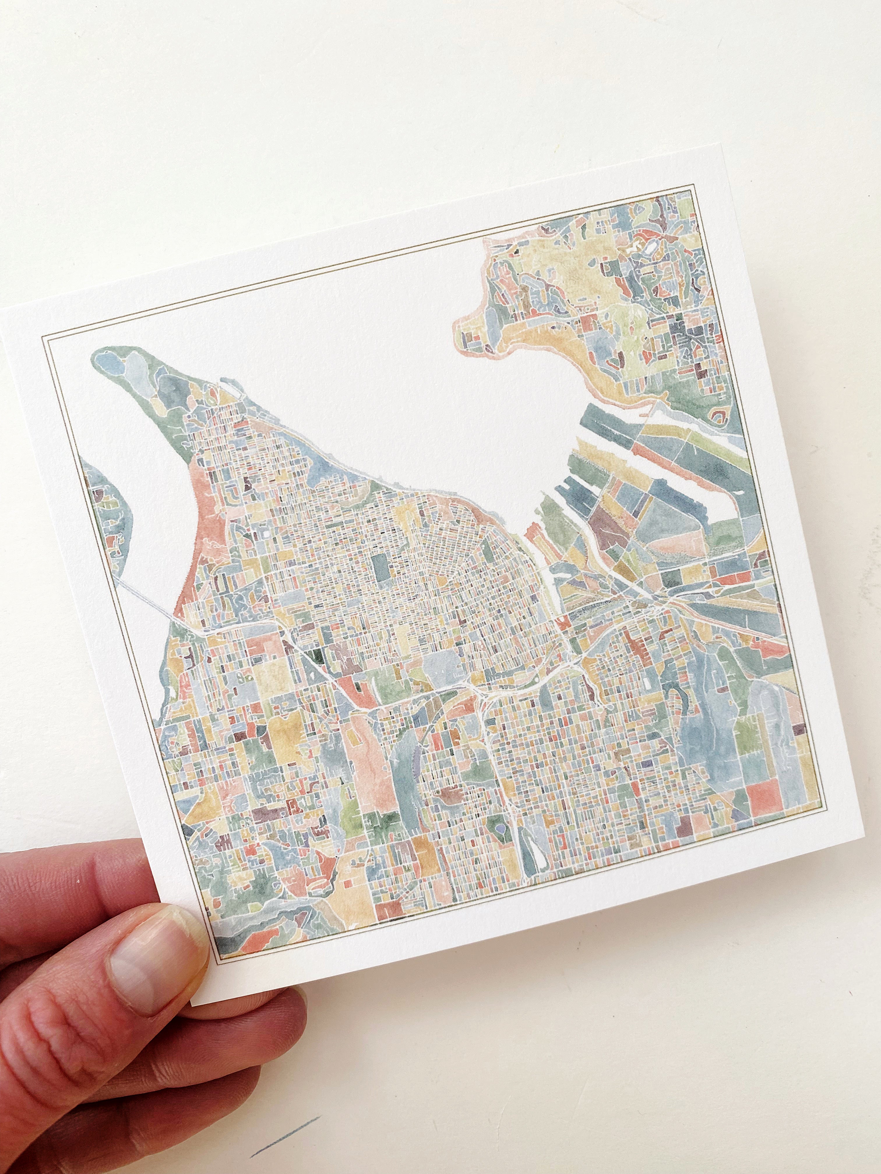 ColorFULL TACOMA Washington Map SQUARE Postcard