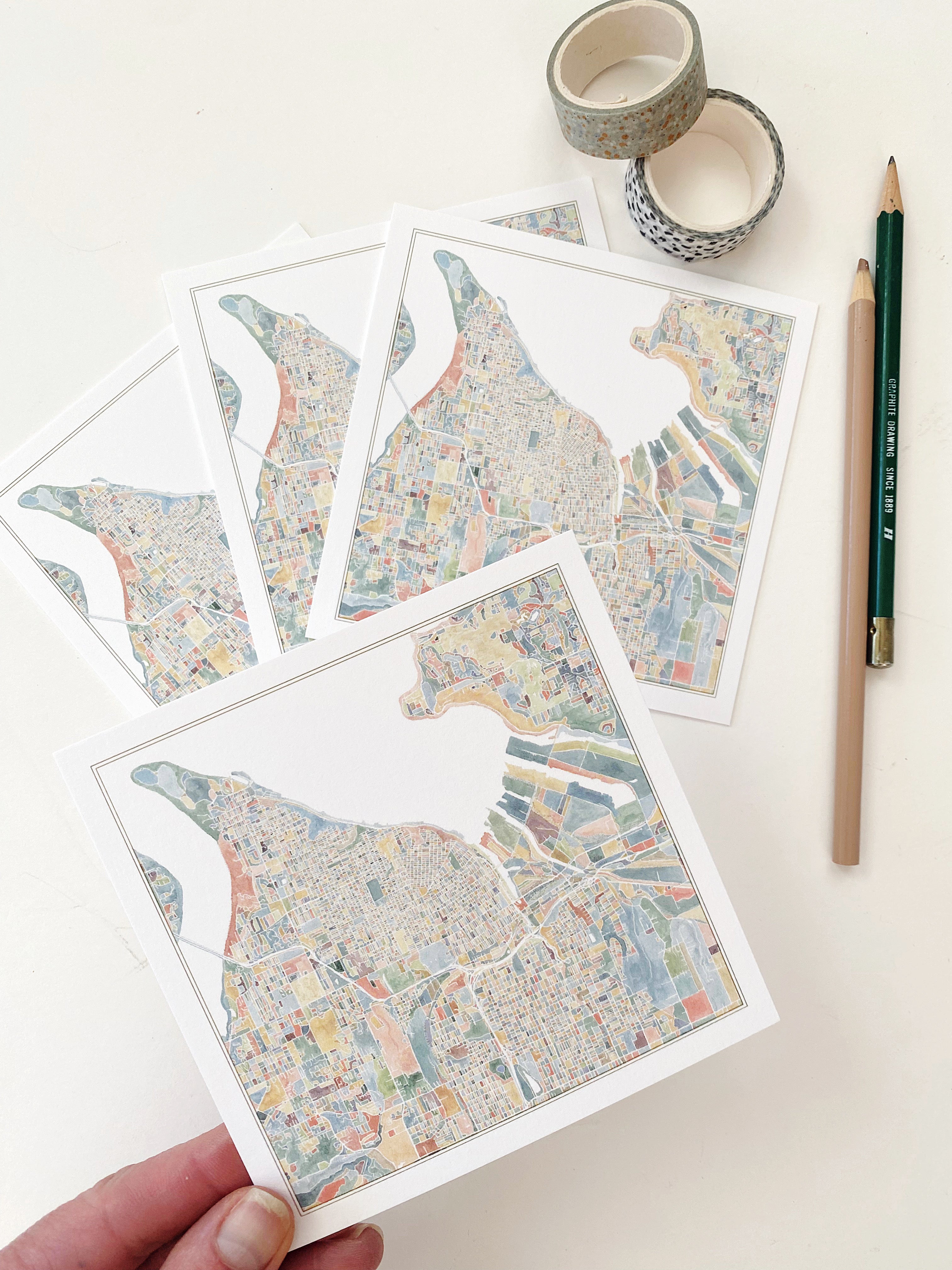 ColorFULL TACOMA Washington Map SQUARE Postcard