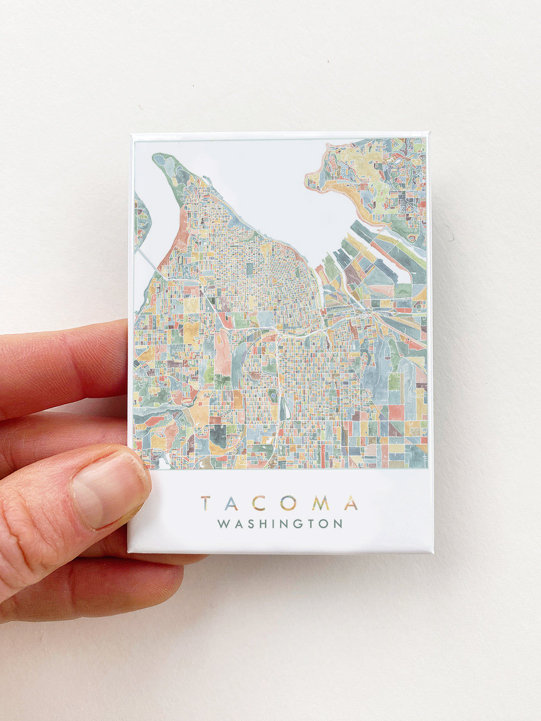 ColorFULL TACOMA Washington Watercolor Map: MAGNET