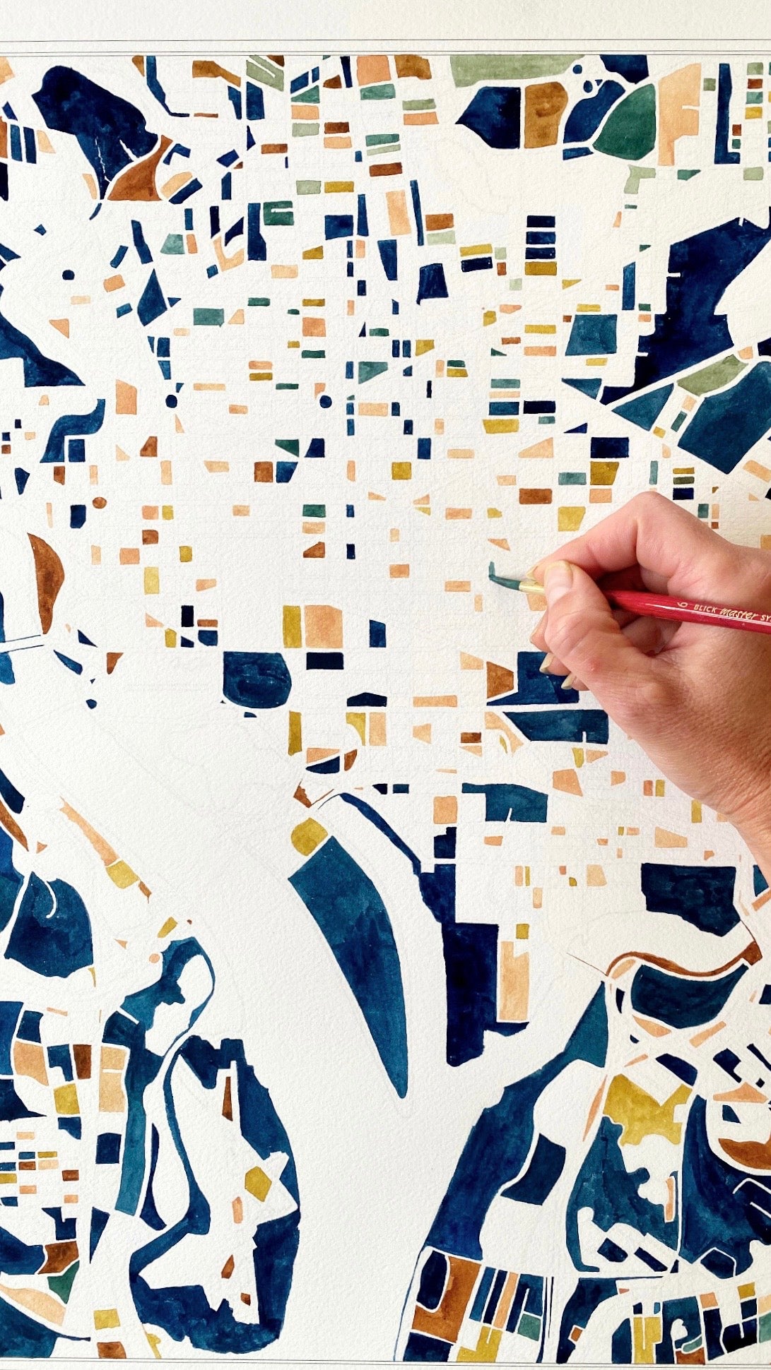 WASHINGTON DC (South) Watercolor City Blocks Map: ORIGINAL PAINTING