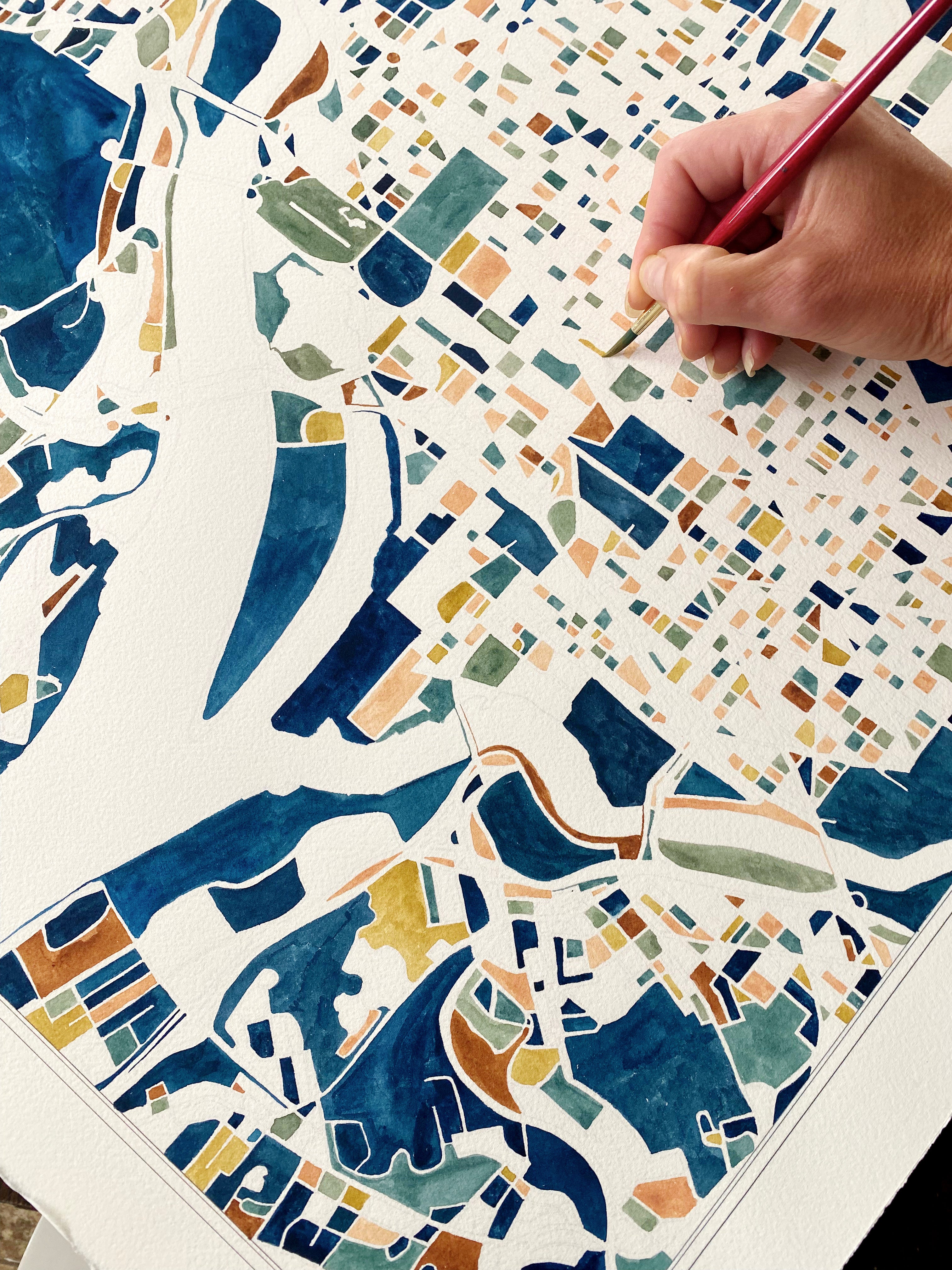 WASHINGTON DC South Watercolor City Blocks Map: PRINT