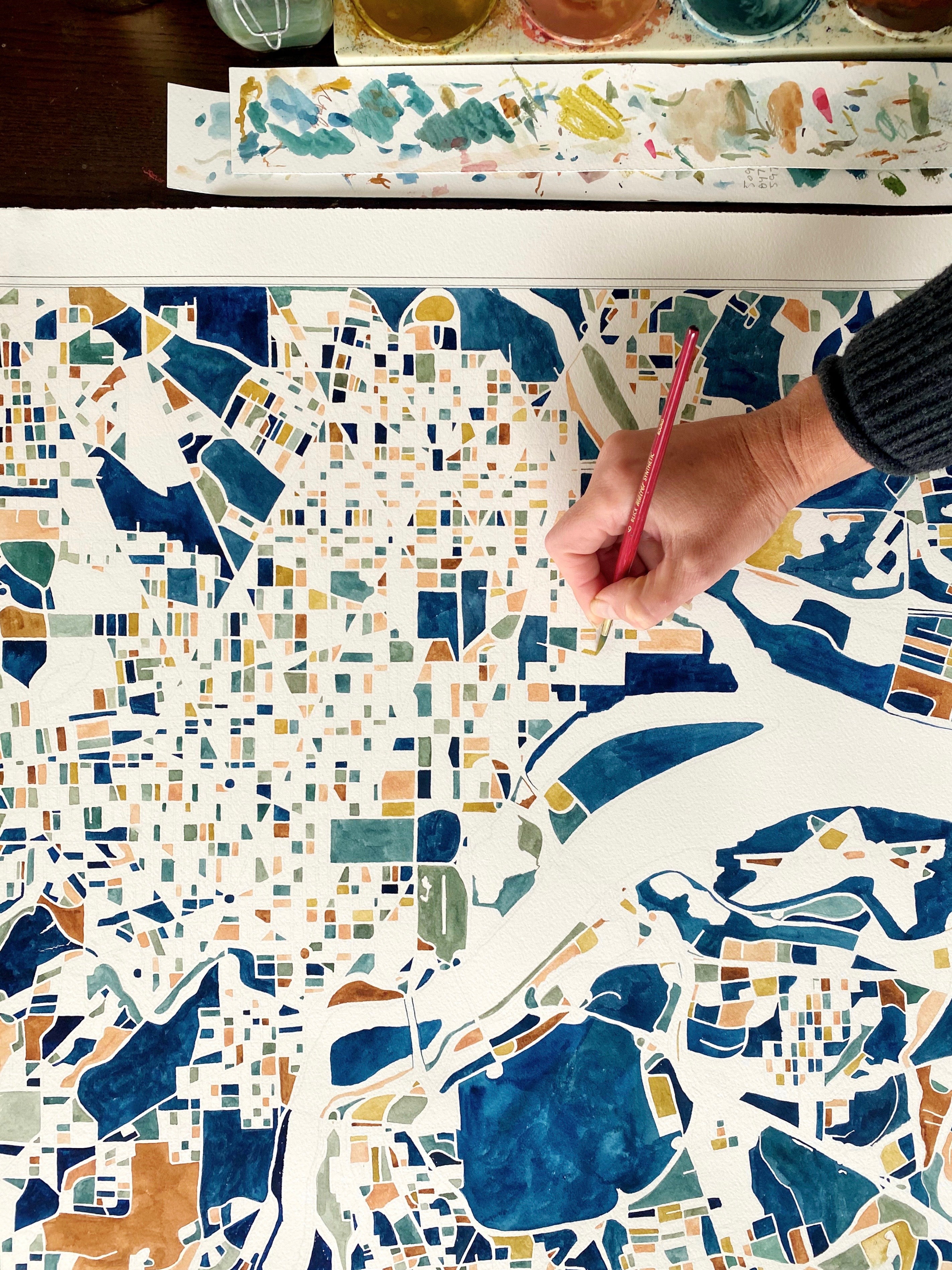 WASHINGTON DC South Watercolor City Blocks Map: PRINT