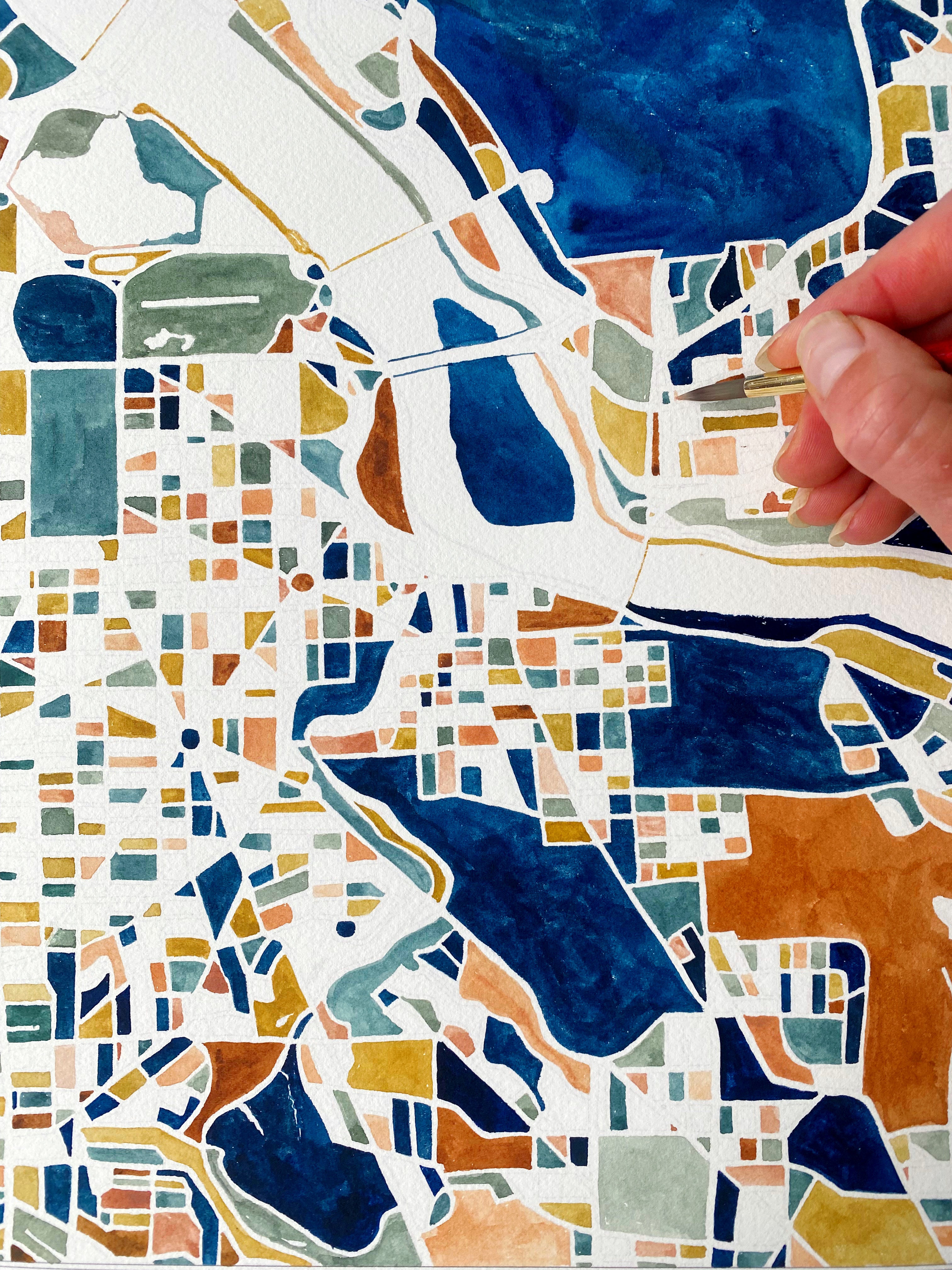 WASHINGTON DC South Watercolor City Blocks Map: PRINT