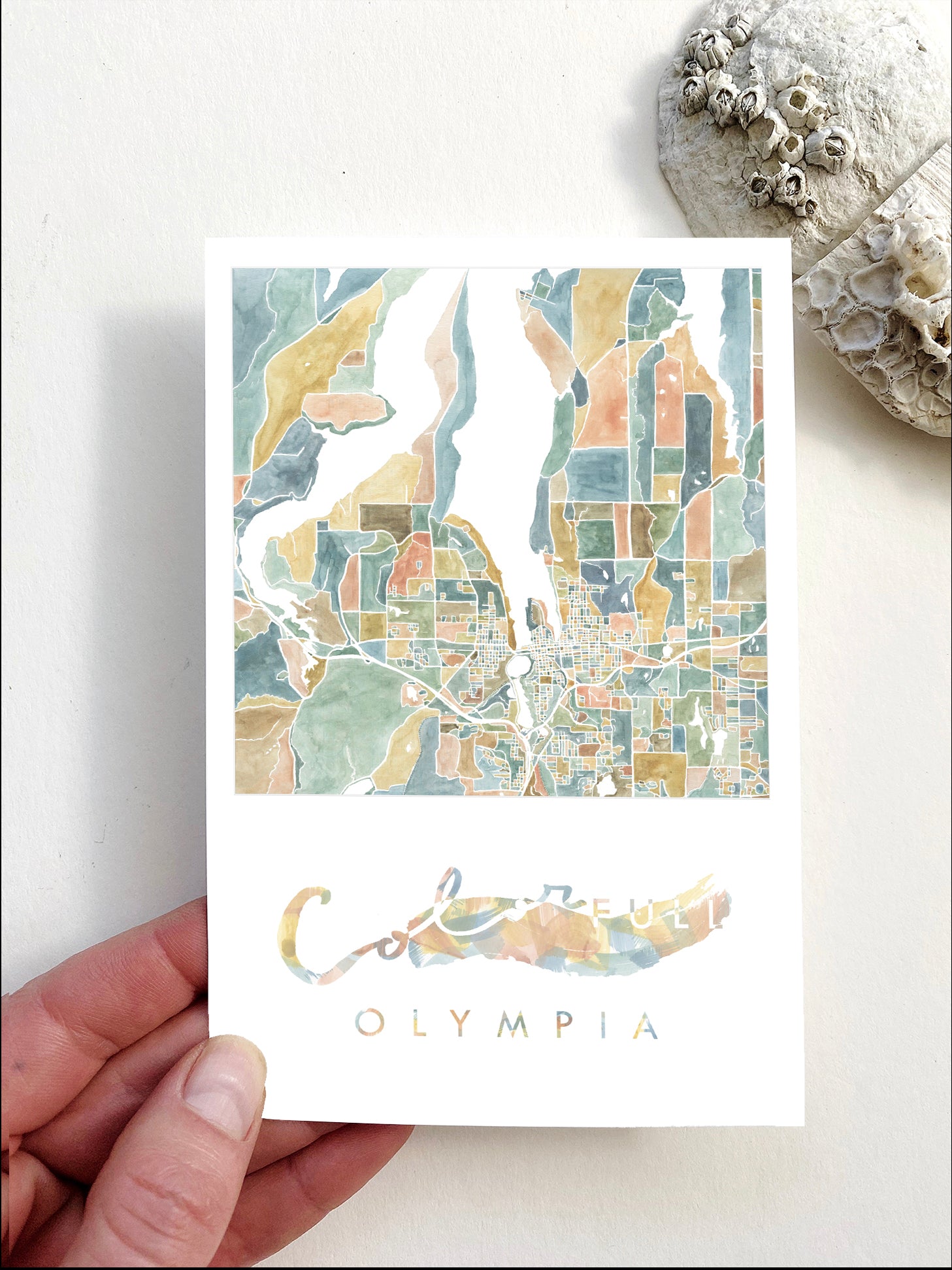 ColorFULL OLYMPIA Washington Map Postcard