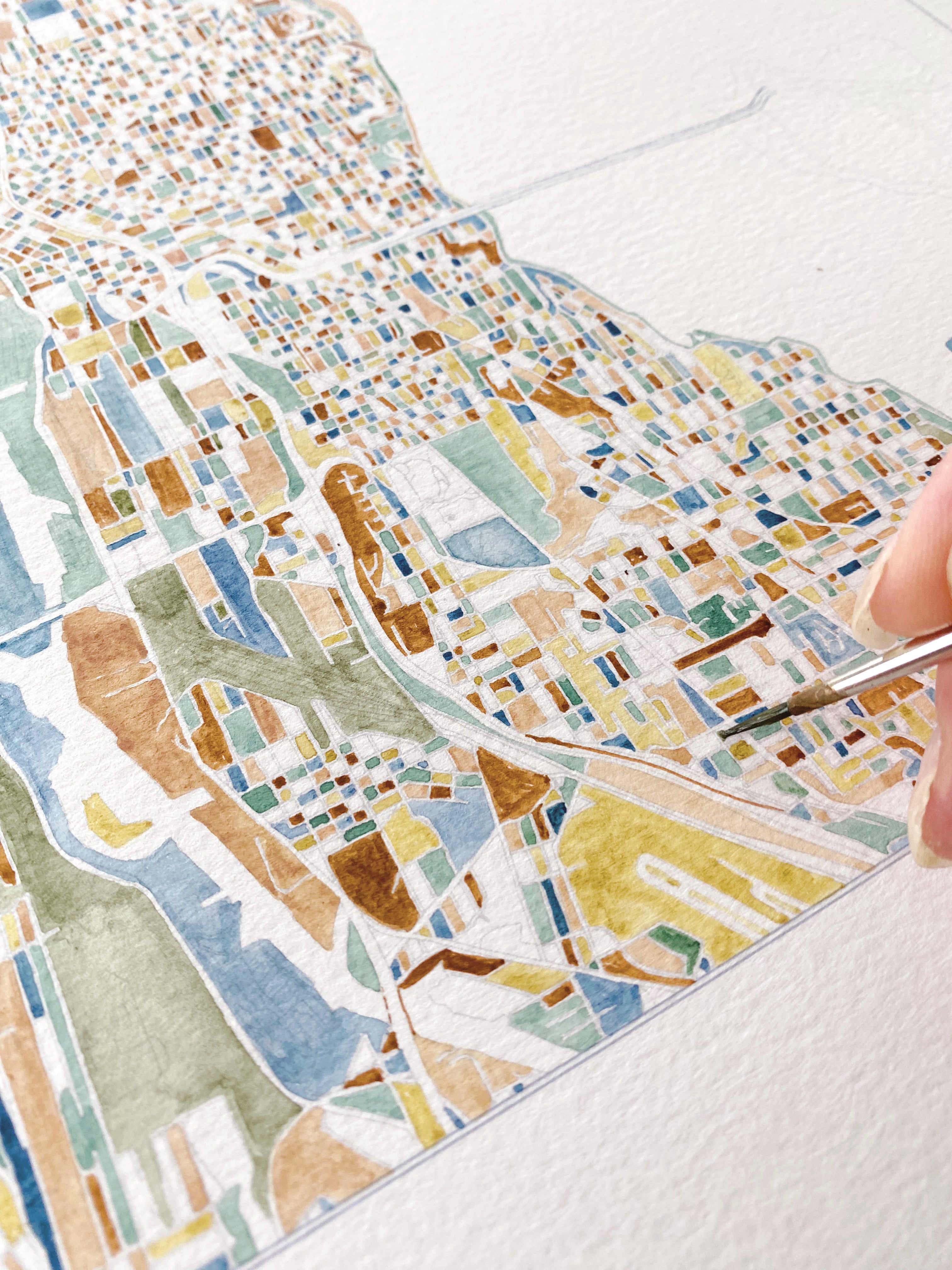 ColorFULL SEATTLE Watercolor City Blocks Map: PRINT