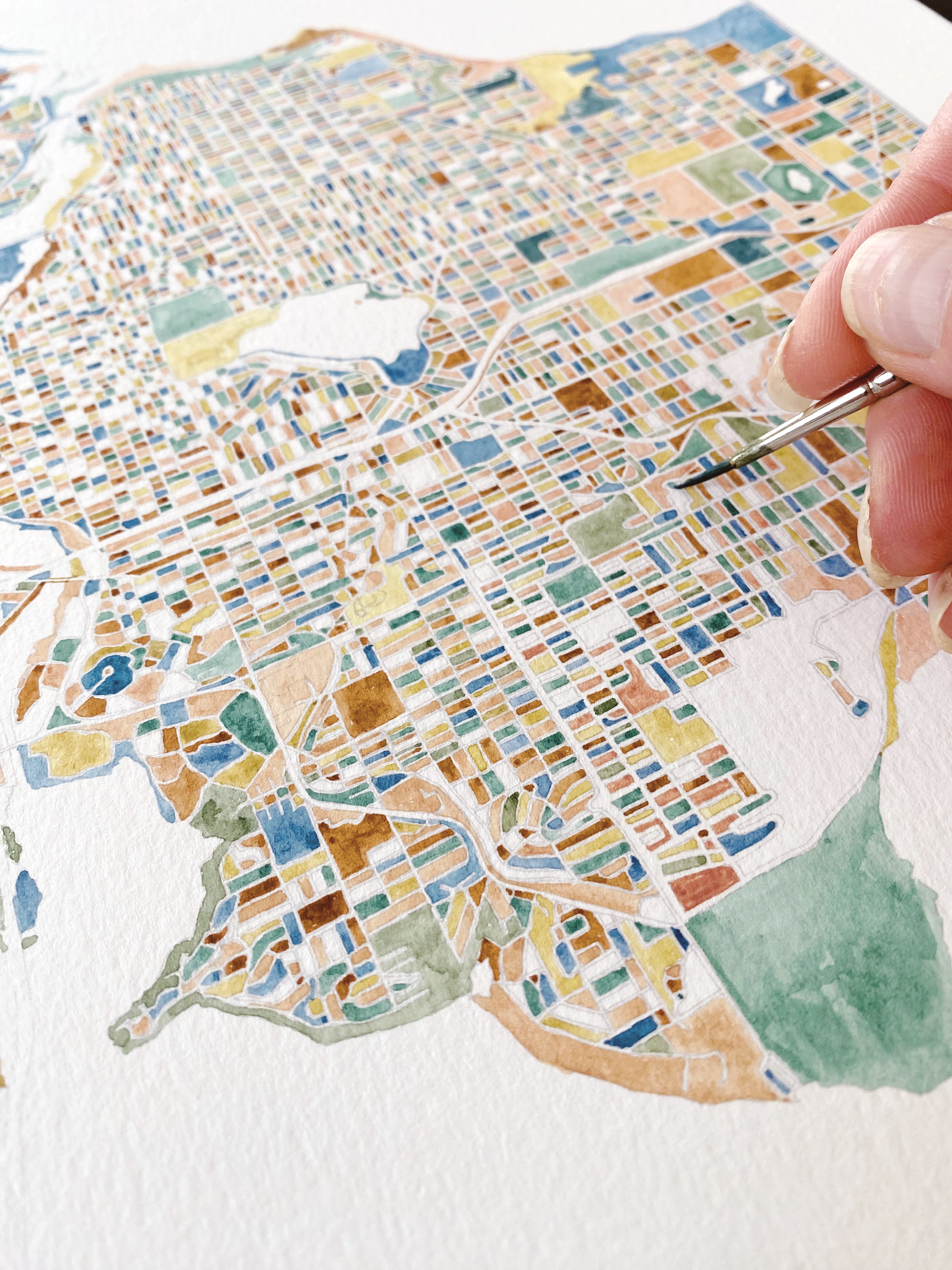 ColorFULL SEATTLE Watercolor City Blocks Map: PRINT