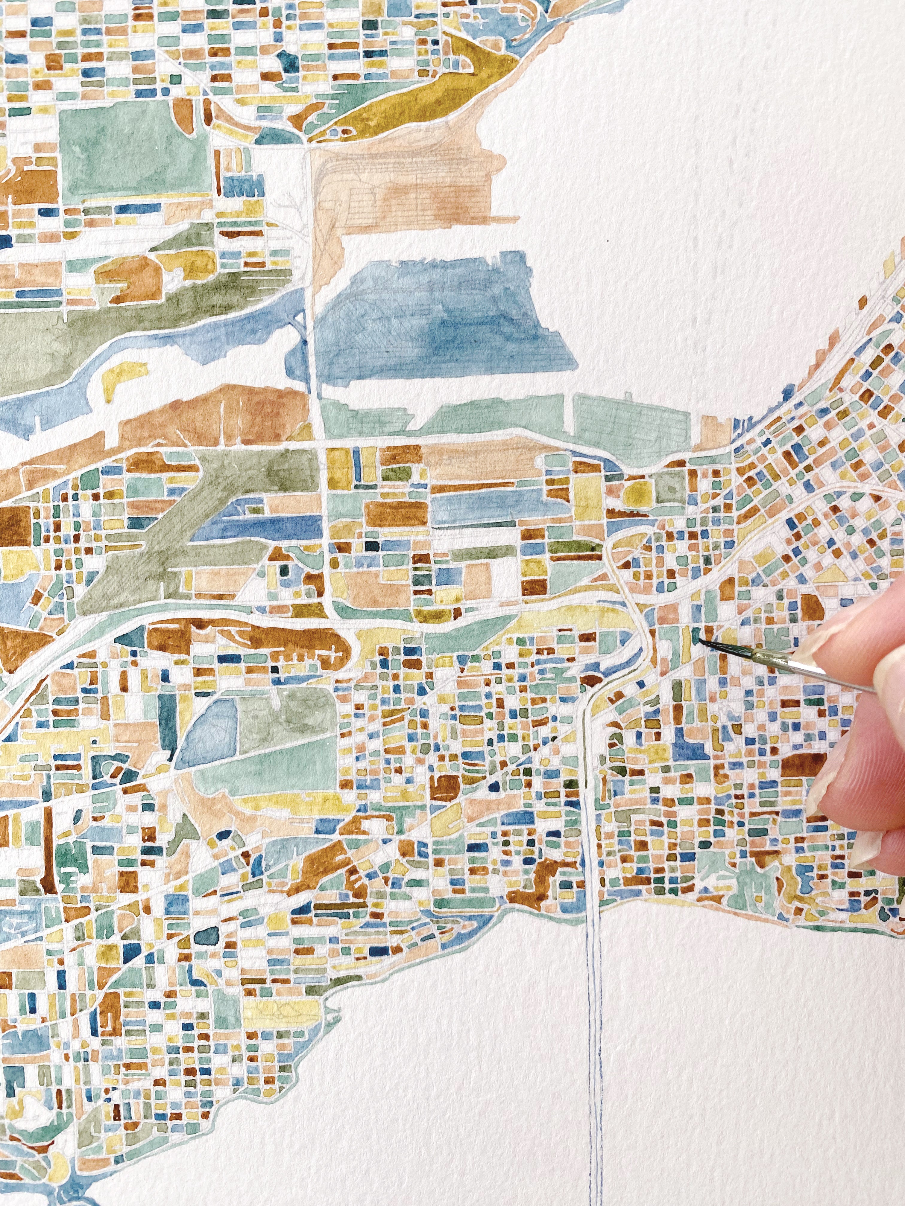 ColorFULL SEATTLE Watercolor City Blocks Map: PRINT