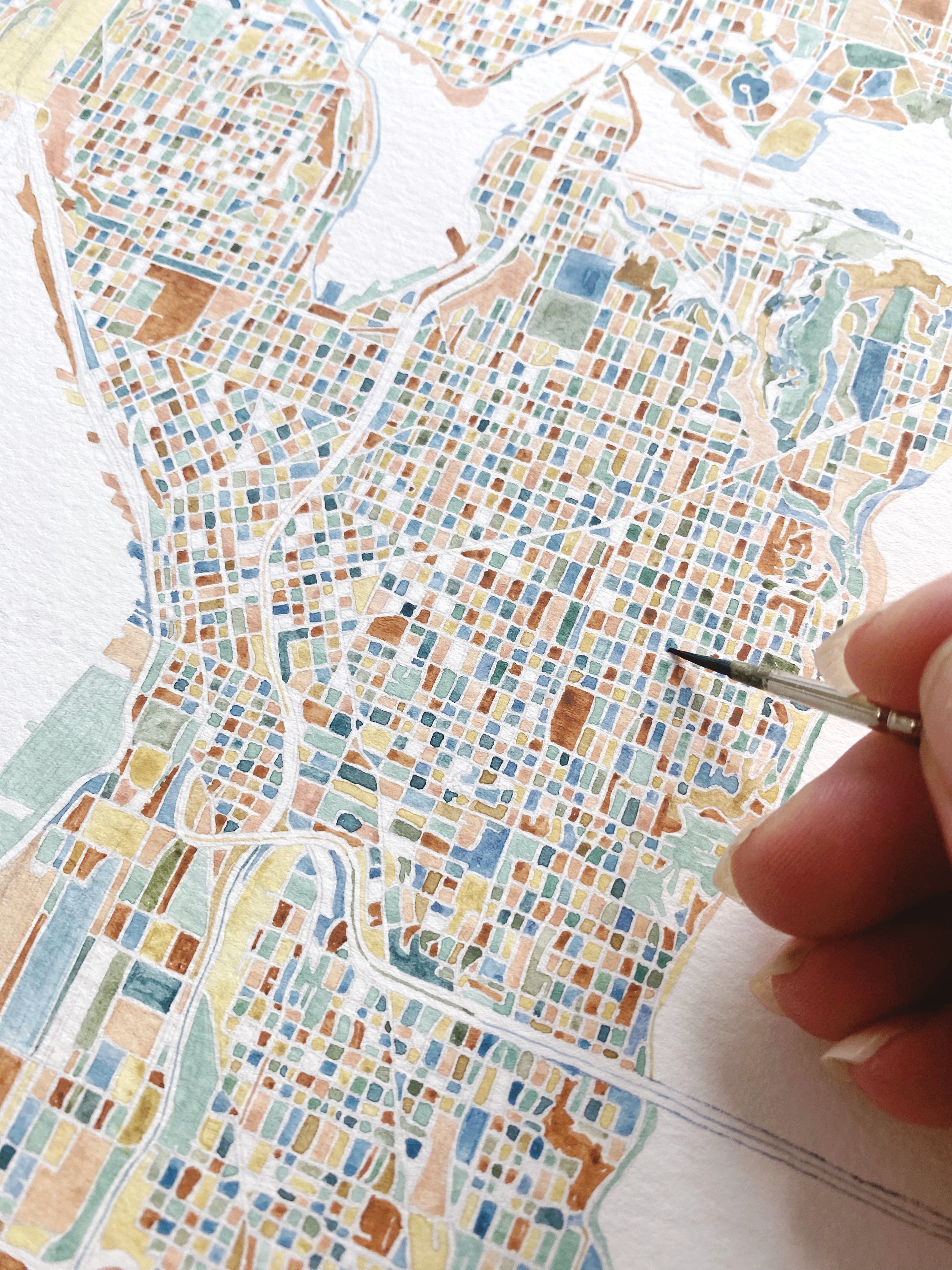 ColorFULL SEATTLE Washington Map Square Postcard