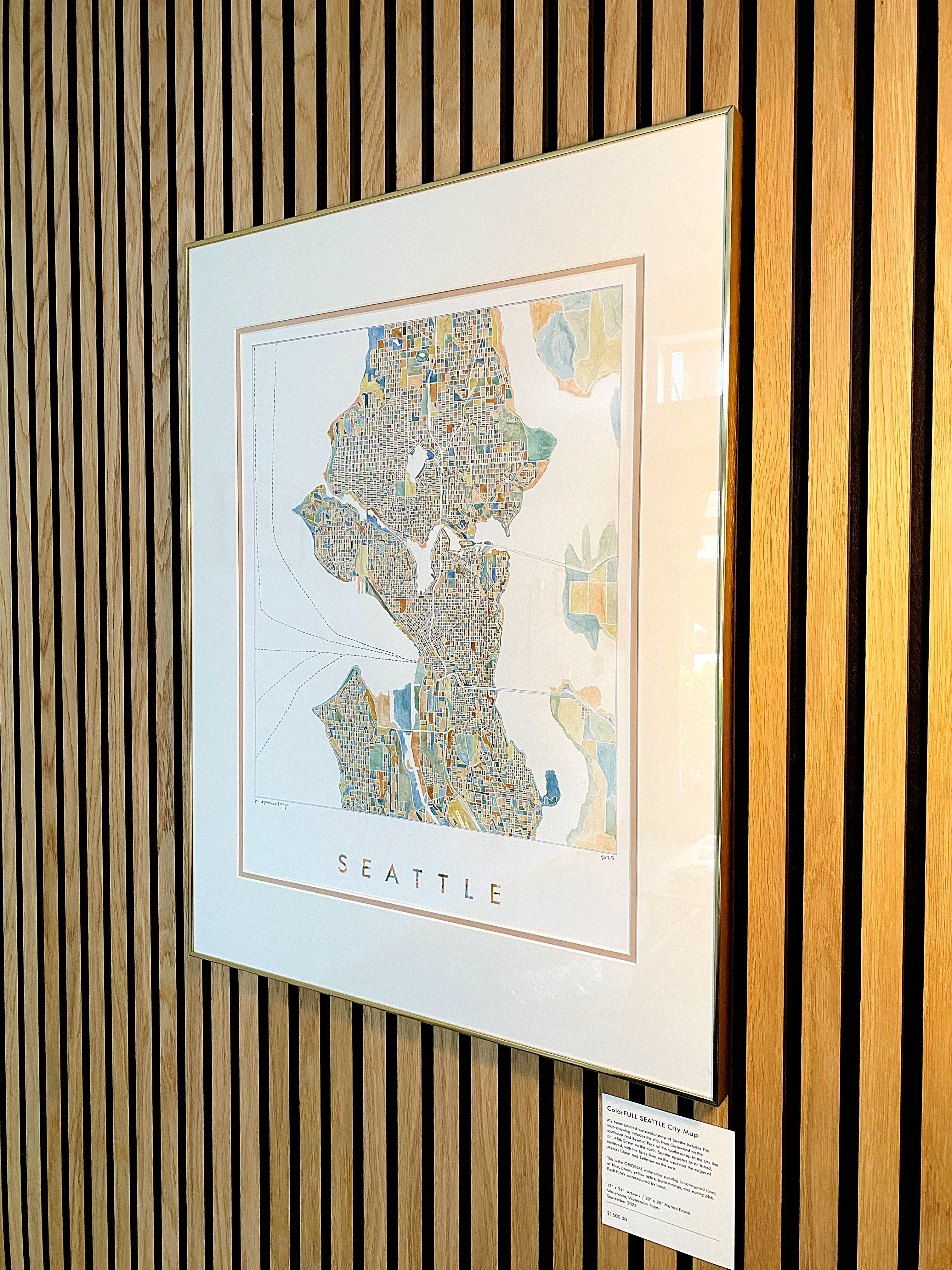 ColorFULL SEATTLE Watercolor City Blocks Map: ORIGINAL PAINTING