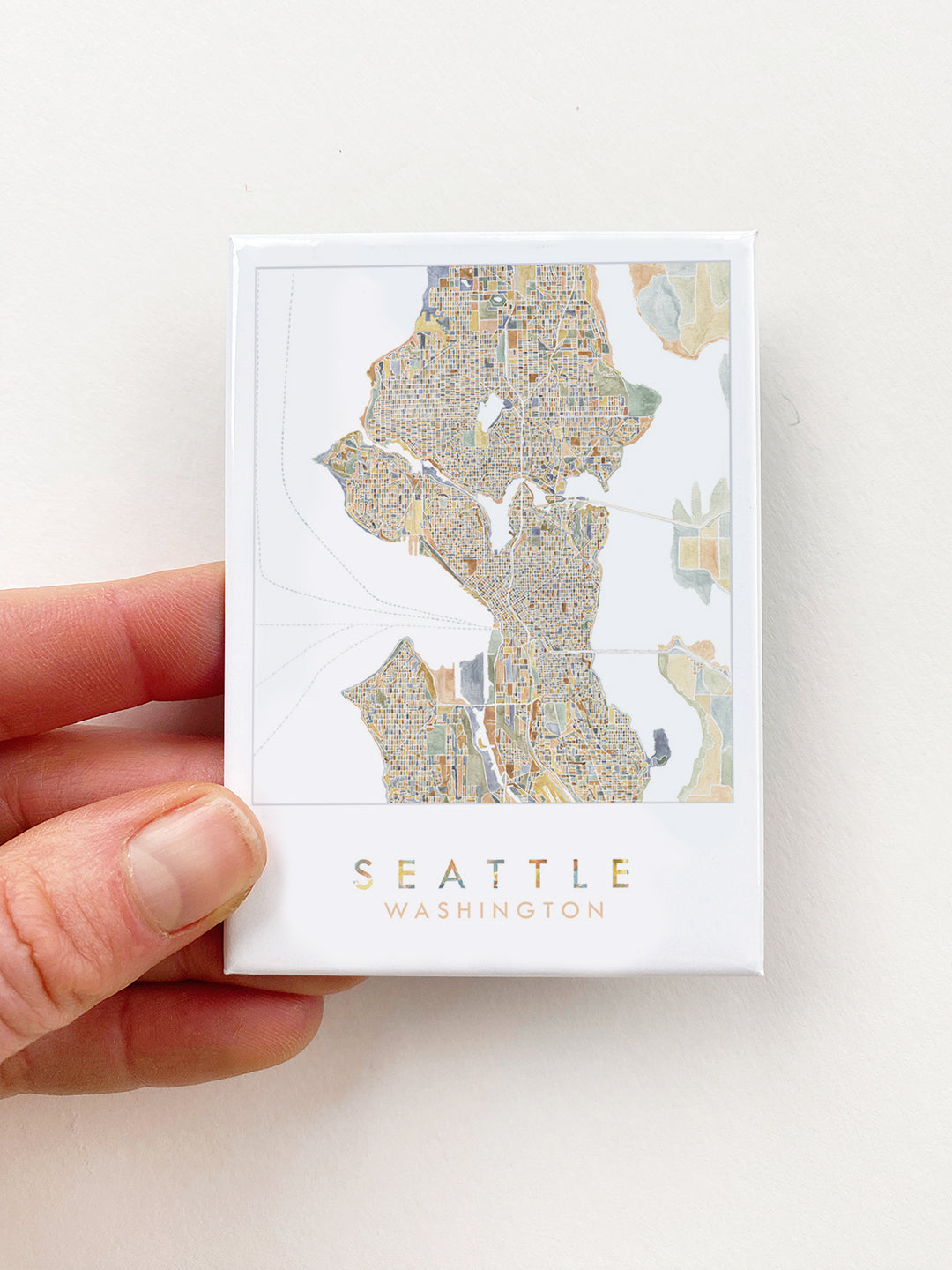 ColorFULL SEATTLE Washington Watercolor Map: MAGNET