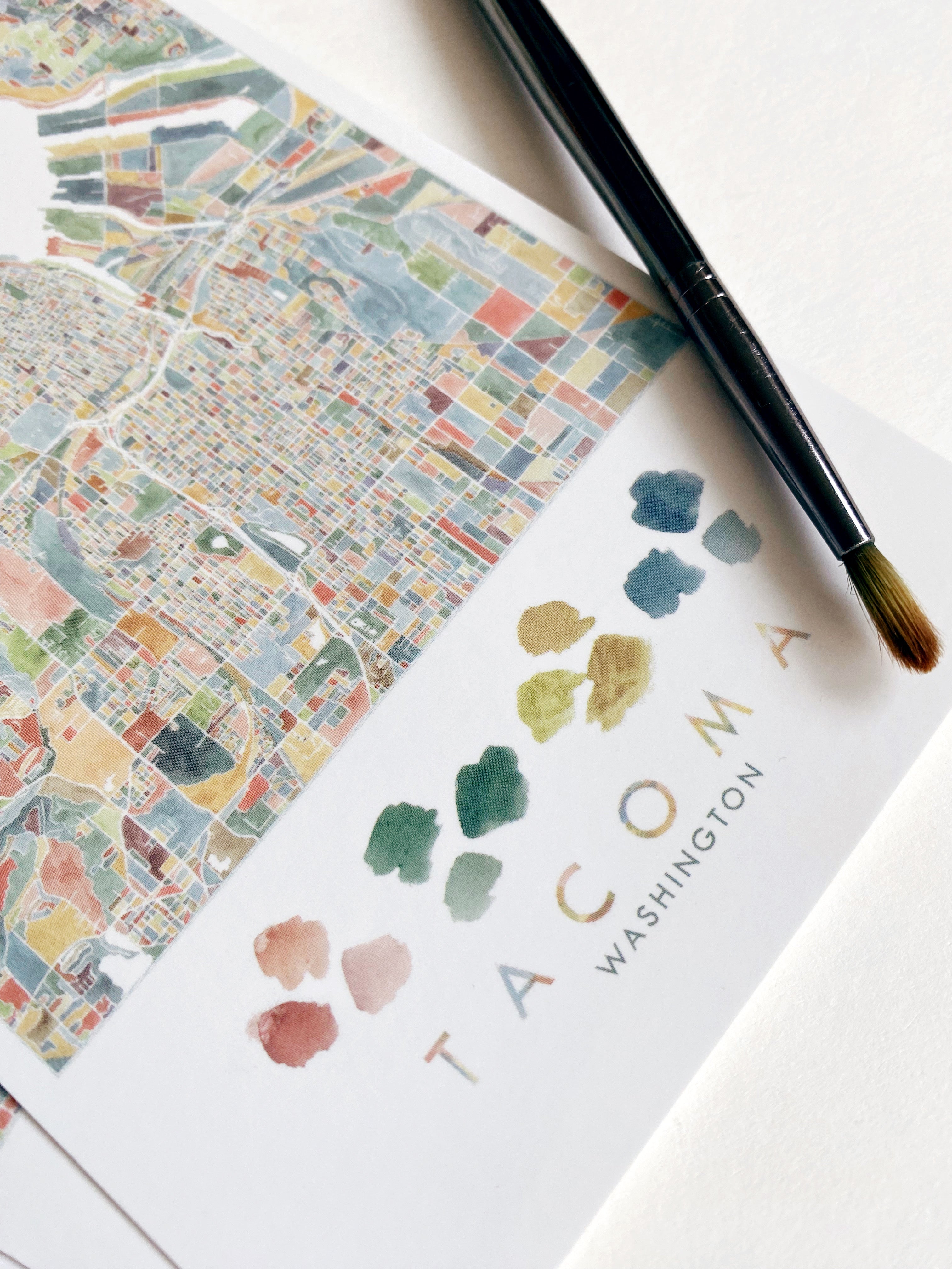 ColorFULL TACOMA Washington Map Postcard