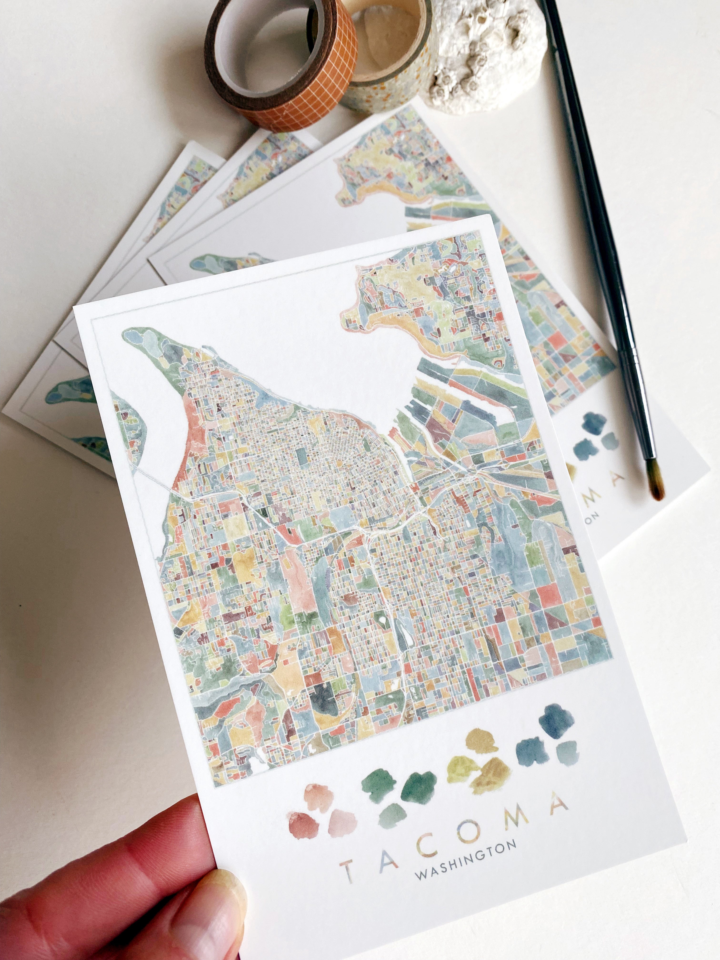 ColorFULL TACOMA Washington Map Postcard