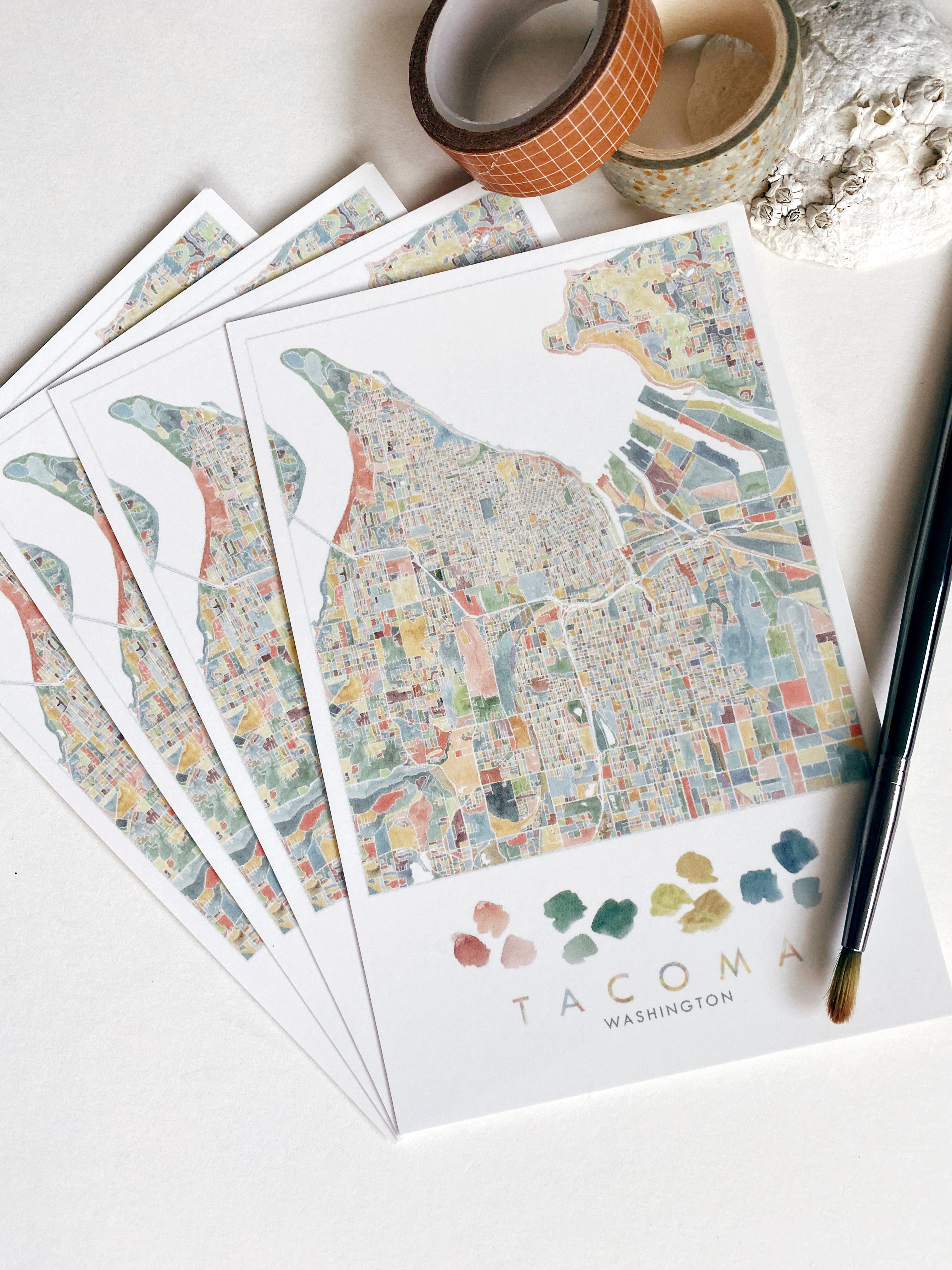 ColorFULL TACOMA Washington Map Postcard