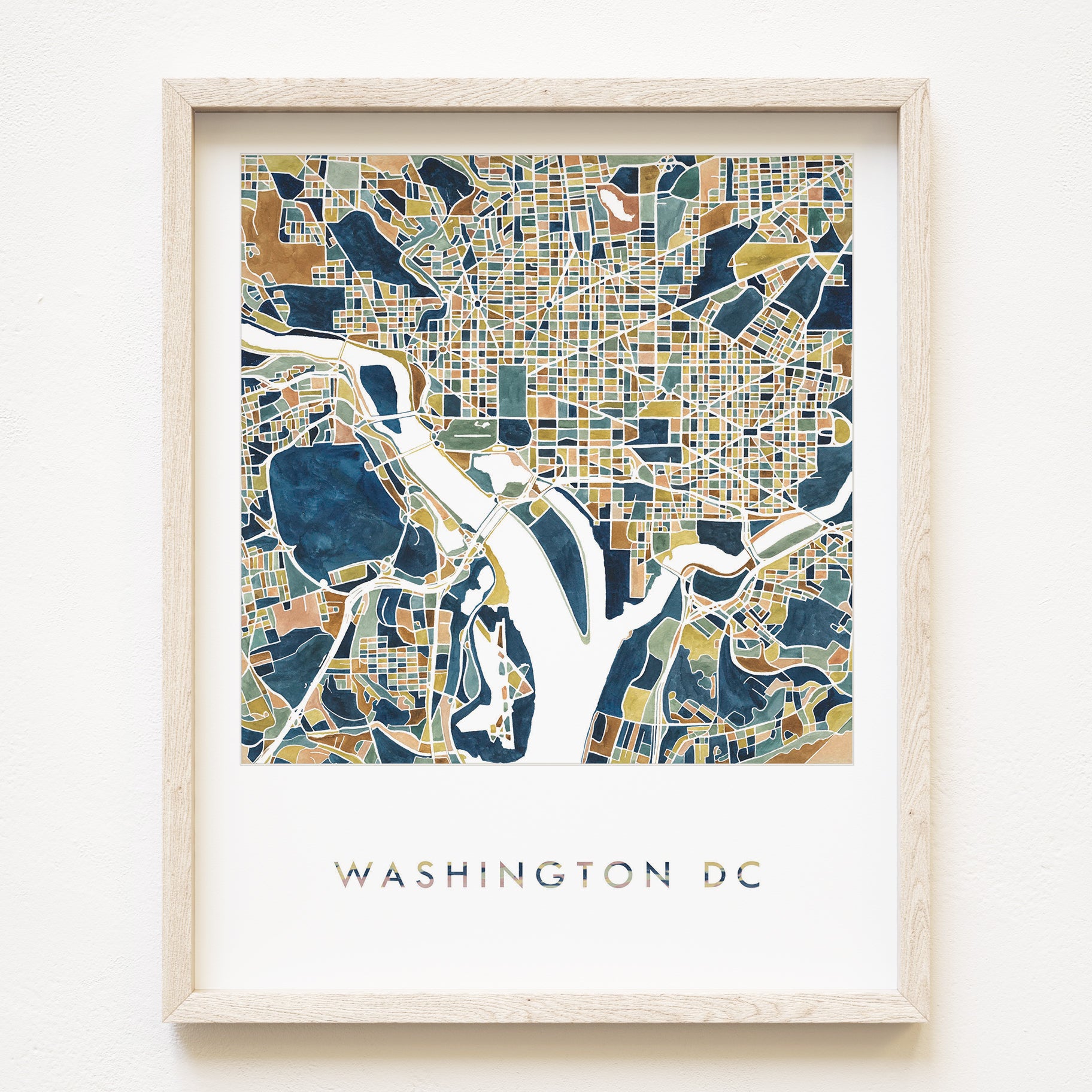 WASHINGTON DC South Watercolor City Blocks Map: PRINT