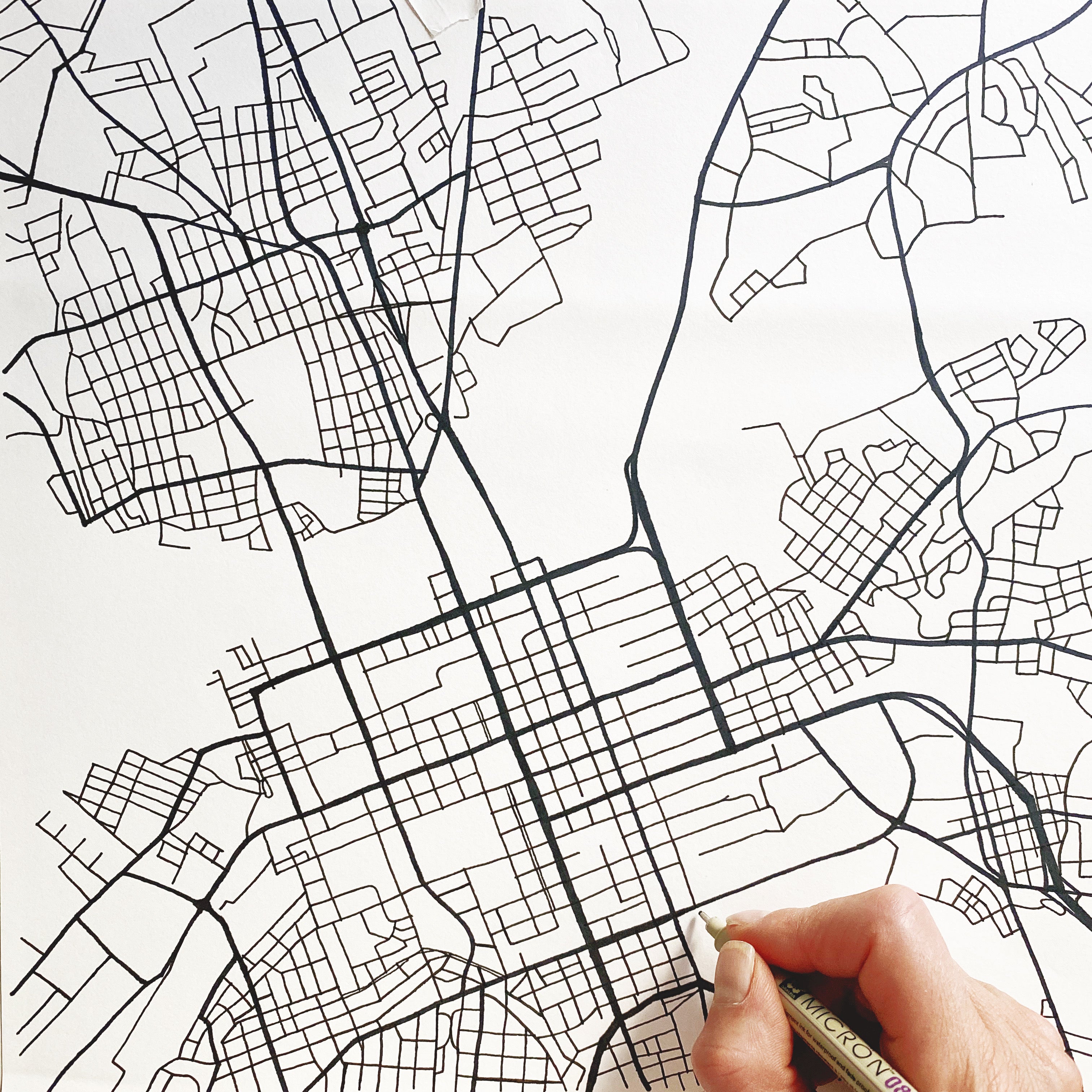 Custom YOUR CITY: Painted "Urban Fabrics" Map: PRINT: Wholesale Only