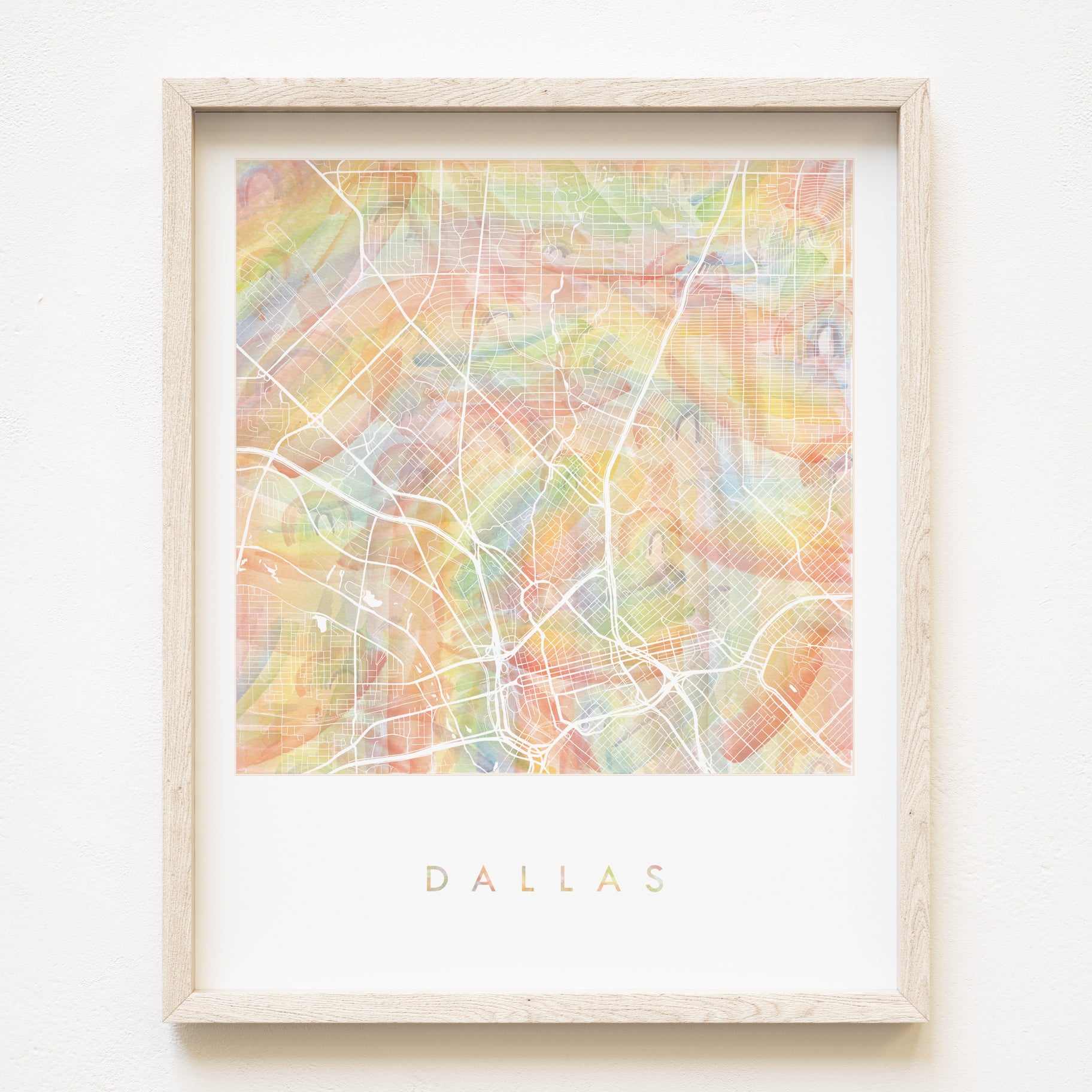 DALLAS Pride Rainbow Watercolor Map: PRINT