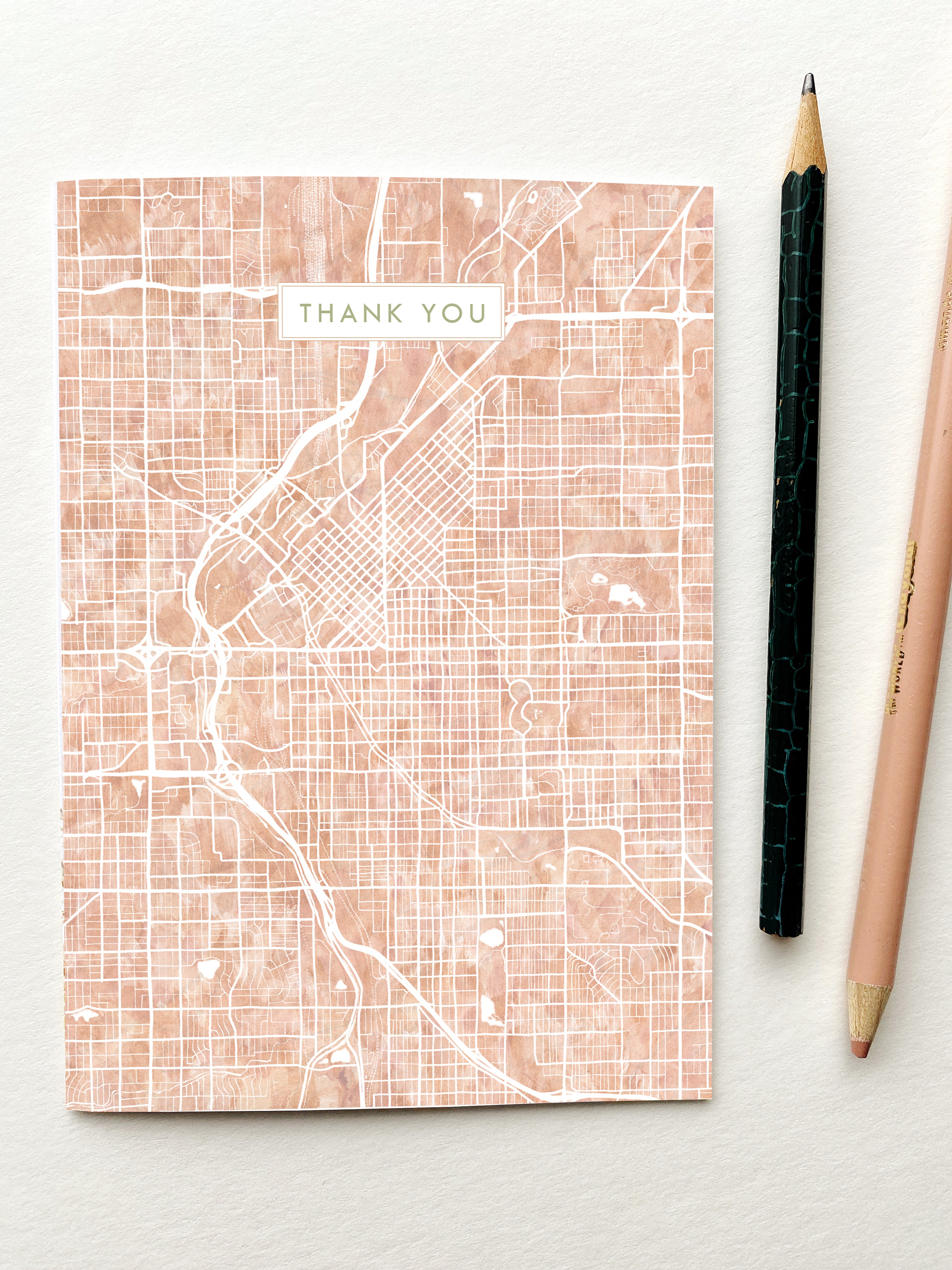 DENVER Colorado Watercolor Map - THANK YOU greeting card