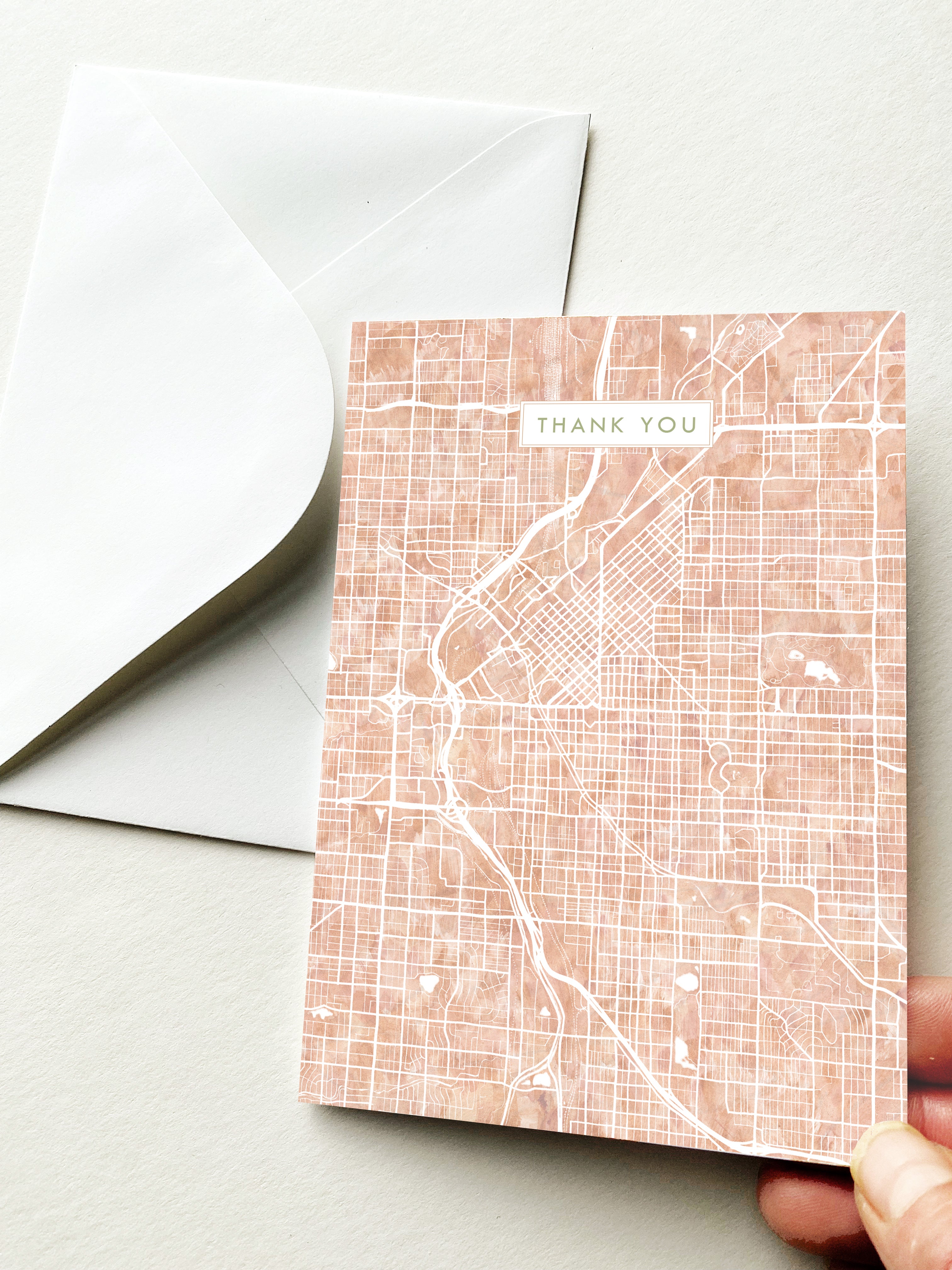 DENVER Colorado Watercolor Map - THANK YOU greeting card
