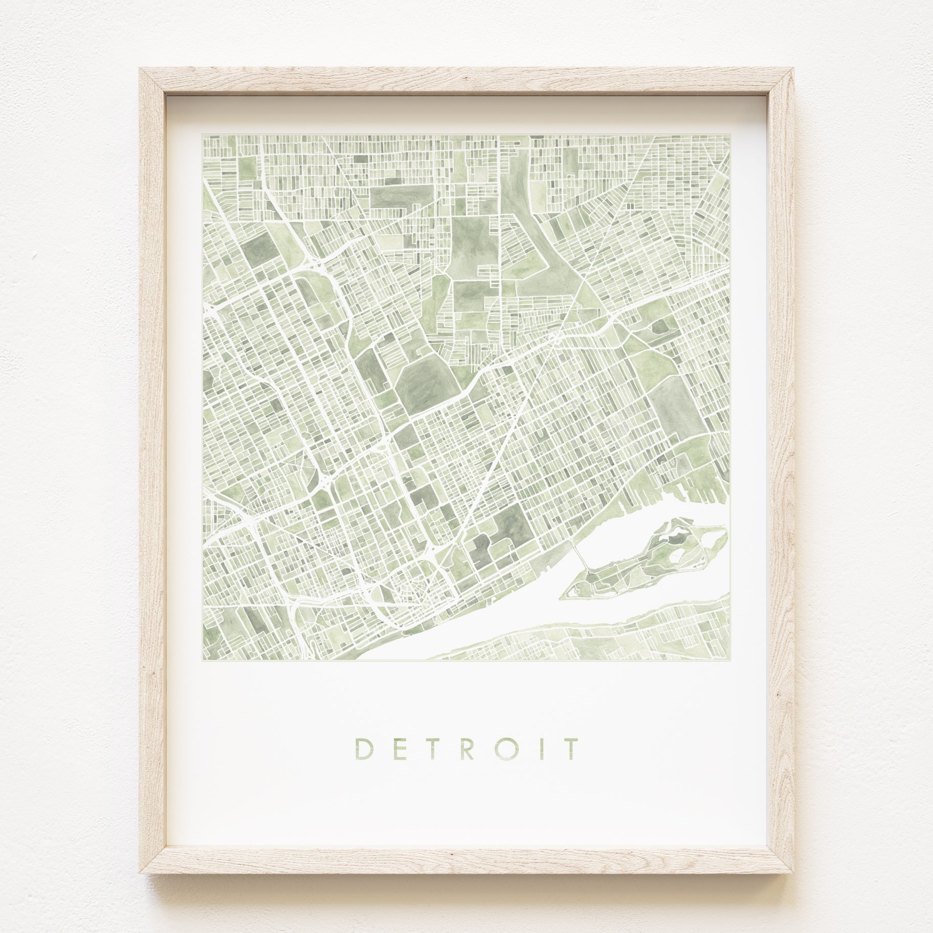 DETROIT Watercolor City Blocks Map: PRINT