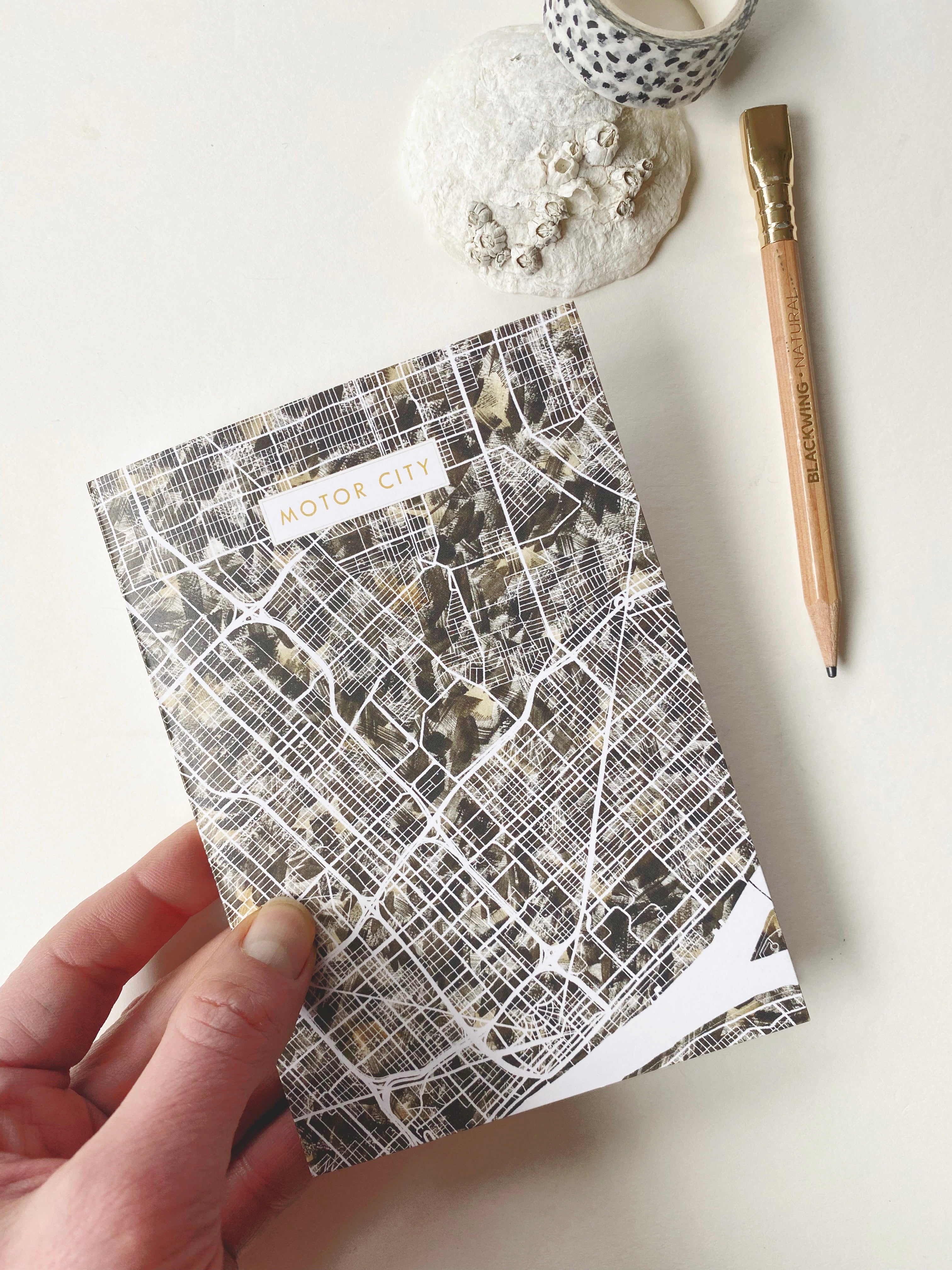 Motor City DETROIT Michigan Watercolor Map - City Nickname greeting card