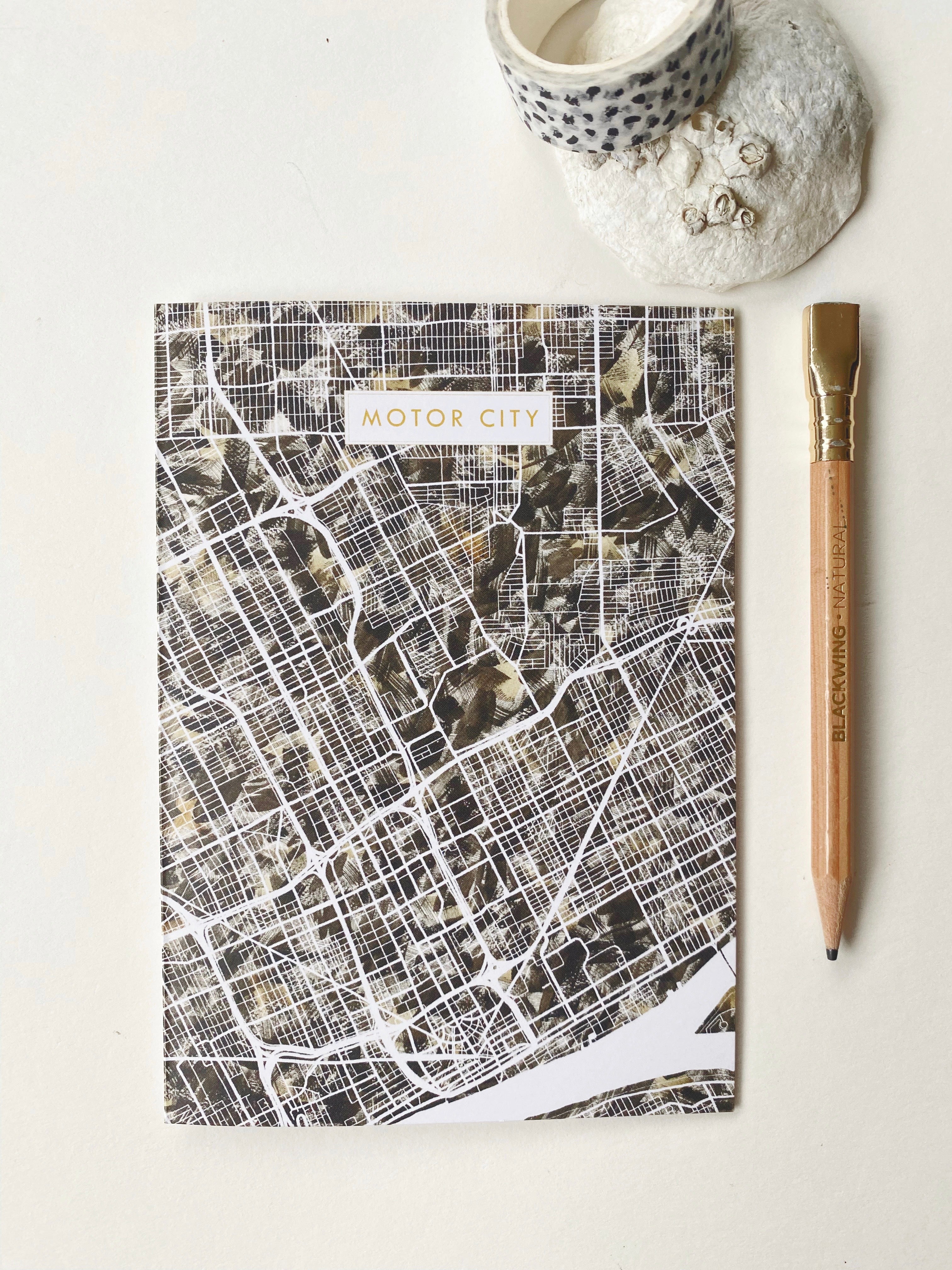 Motor City DETROIT Michigan Watercolor Map - City Nickname greeting card