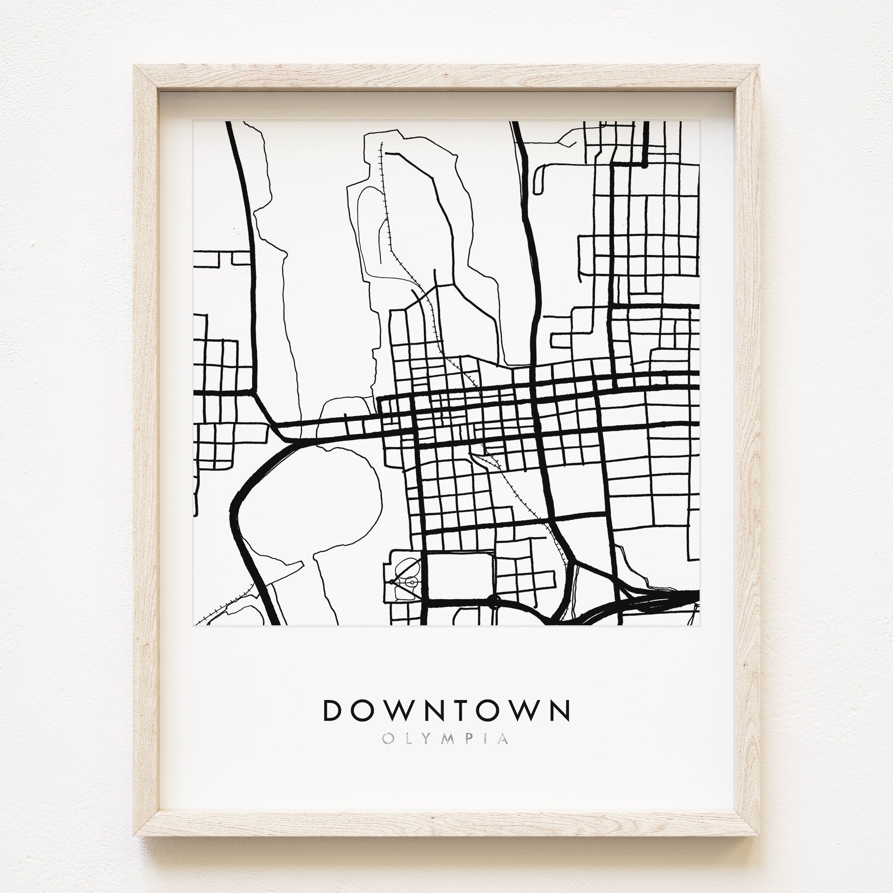 Downtown OLYMPIA Washington Neighborhood Map: PRINT