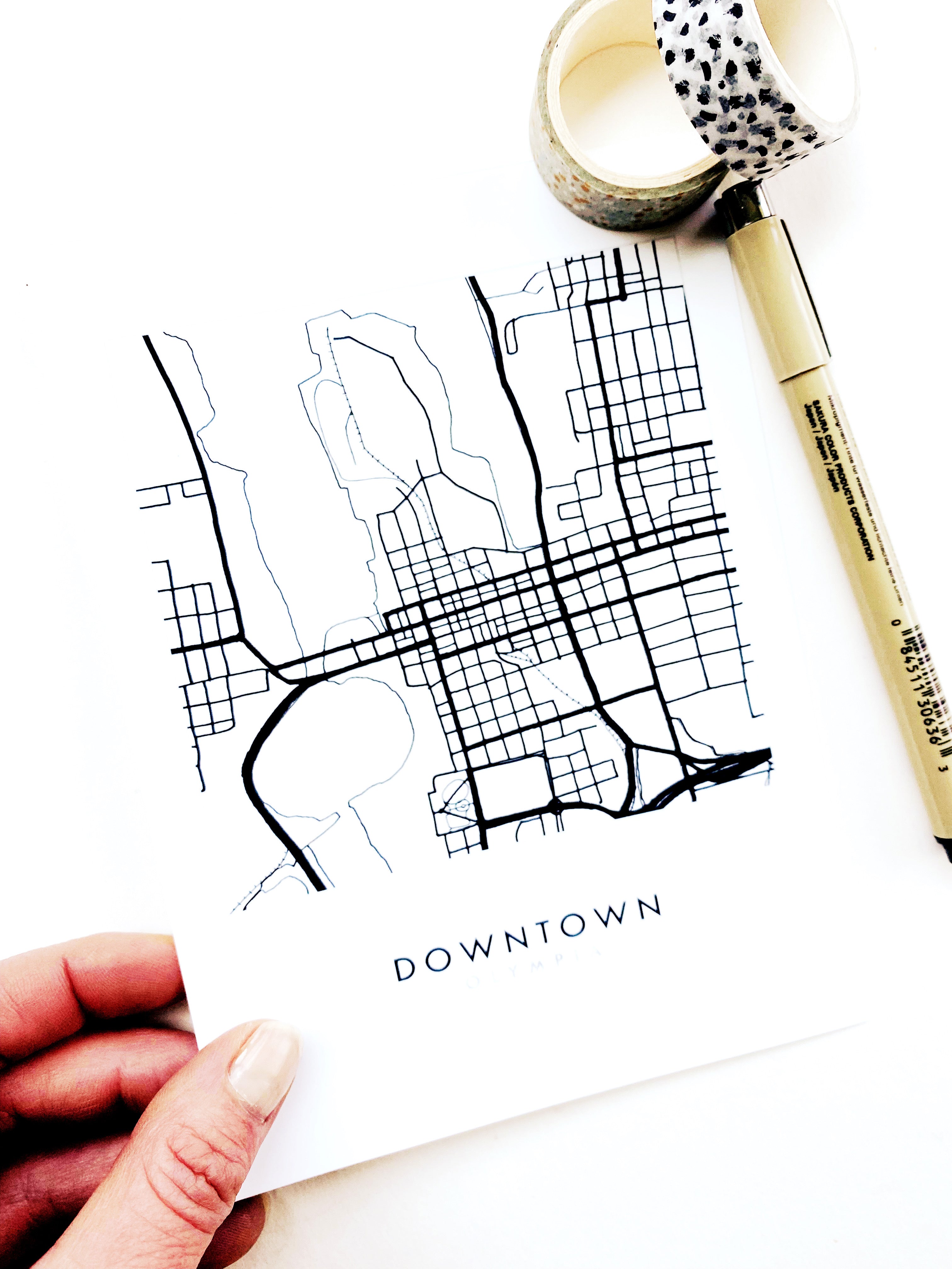 Downtown OLYMPIA Washington Neighborhood Map: PRINT