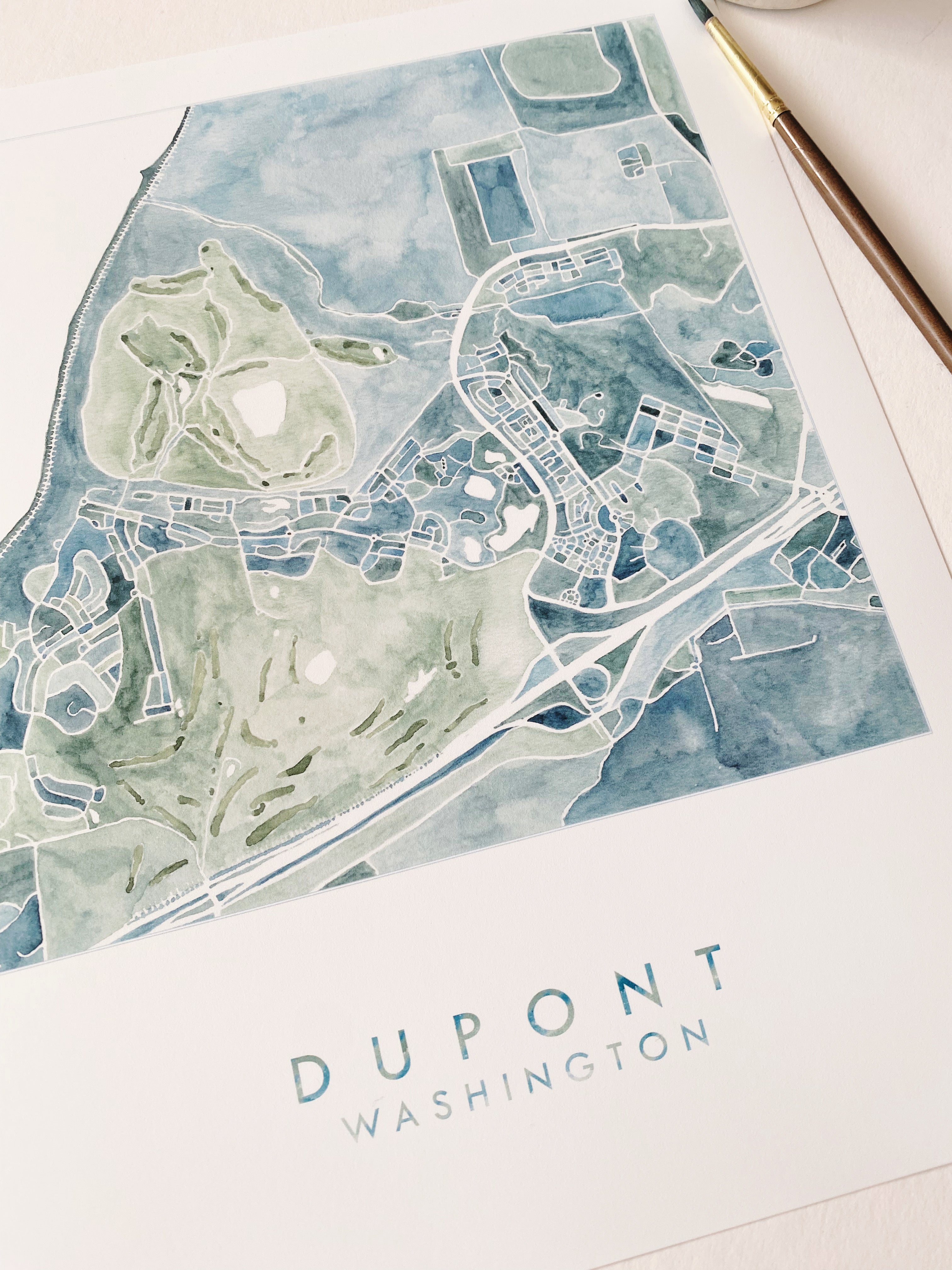 DuPONT Washington Watercolor City Blocks Map: PRINT