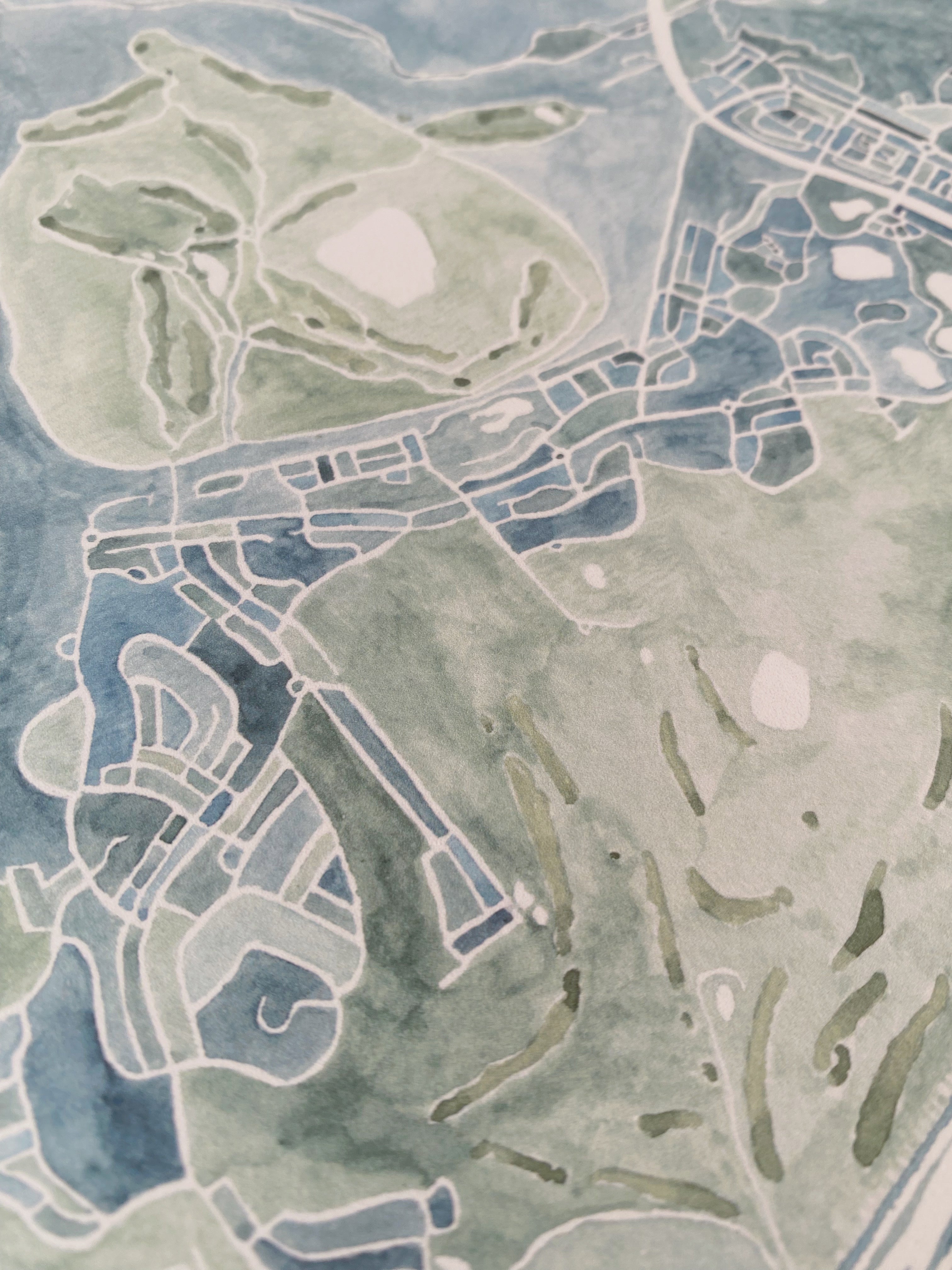 DuPONT Washington Watercolor City Blocks Map: PRINT