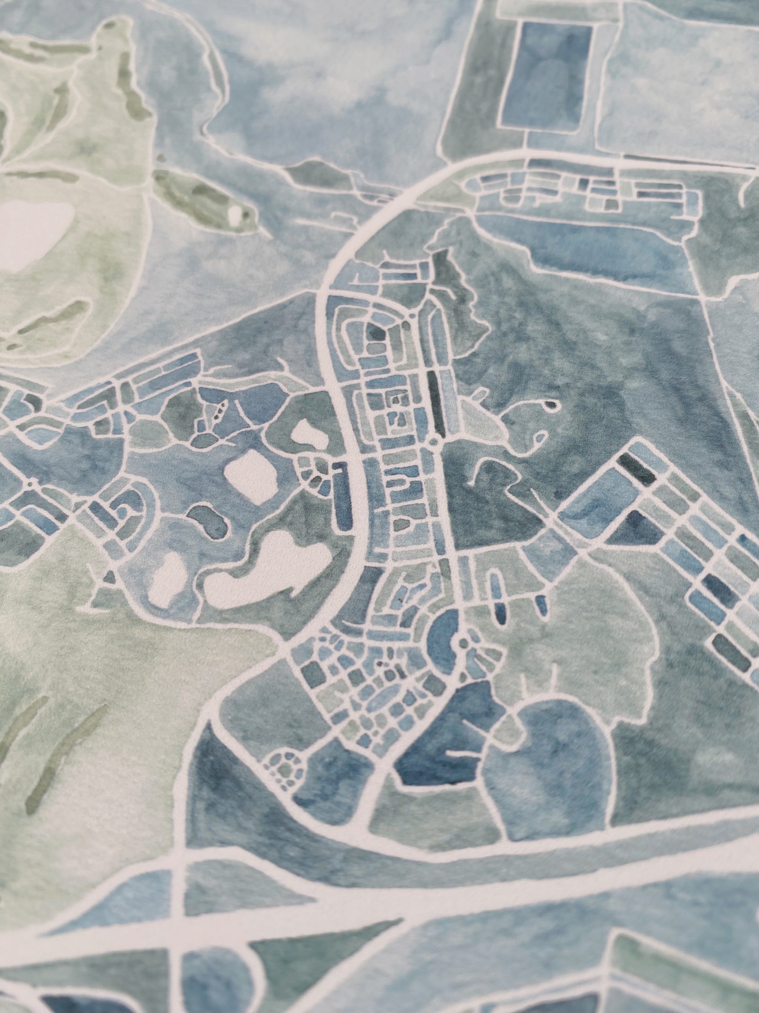 DuPONT Washington Watercolor City Blocks Map: PRINT