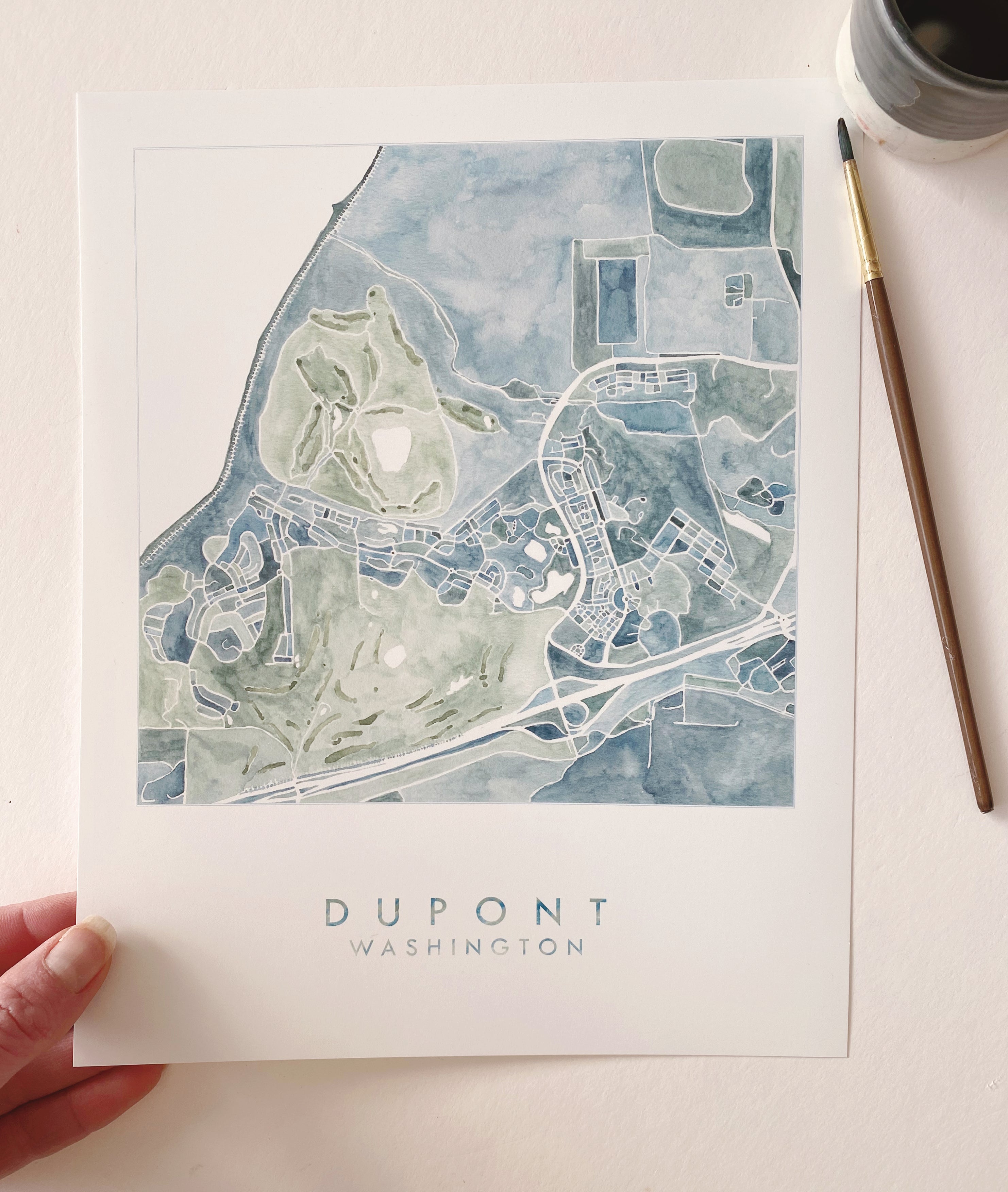 DuPONT Washington Watercolor City Blocks Map: PRINT