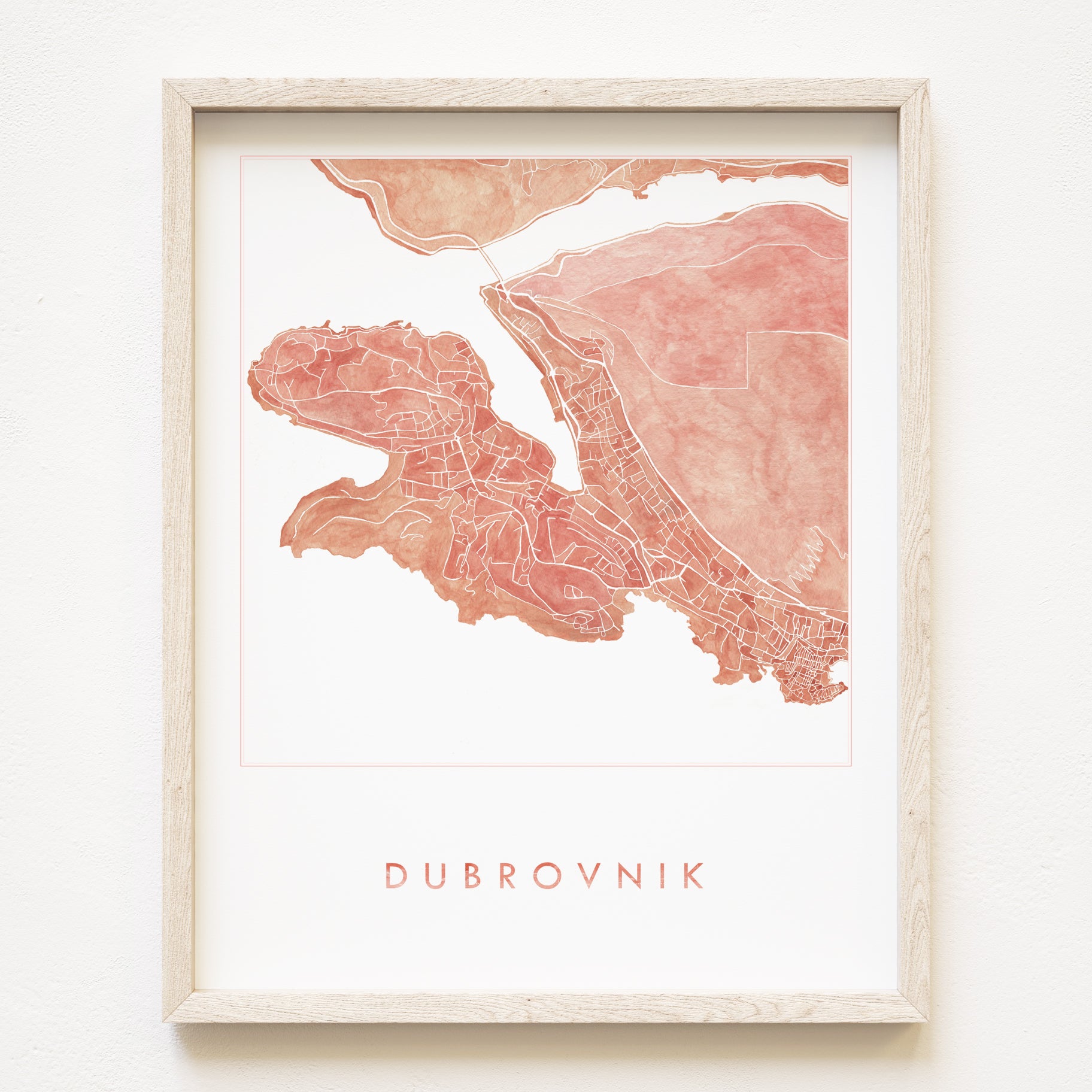 DUBROVNIK Watercolor City Blocks Map: PRINT