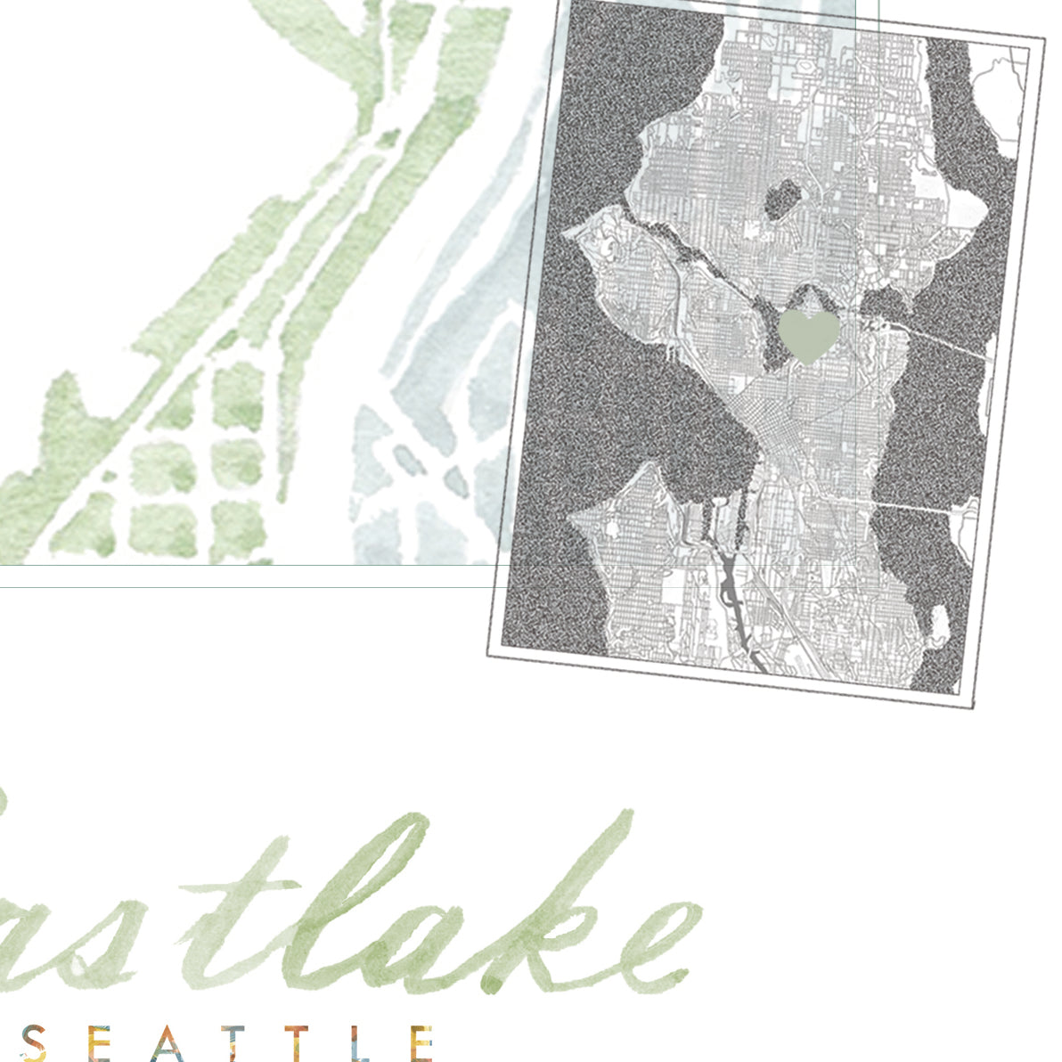 Eastlake SEATTLE Neighborhood Watercolor Map: PRINT