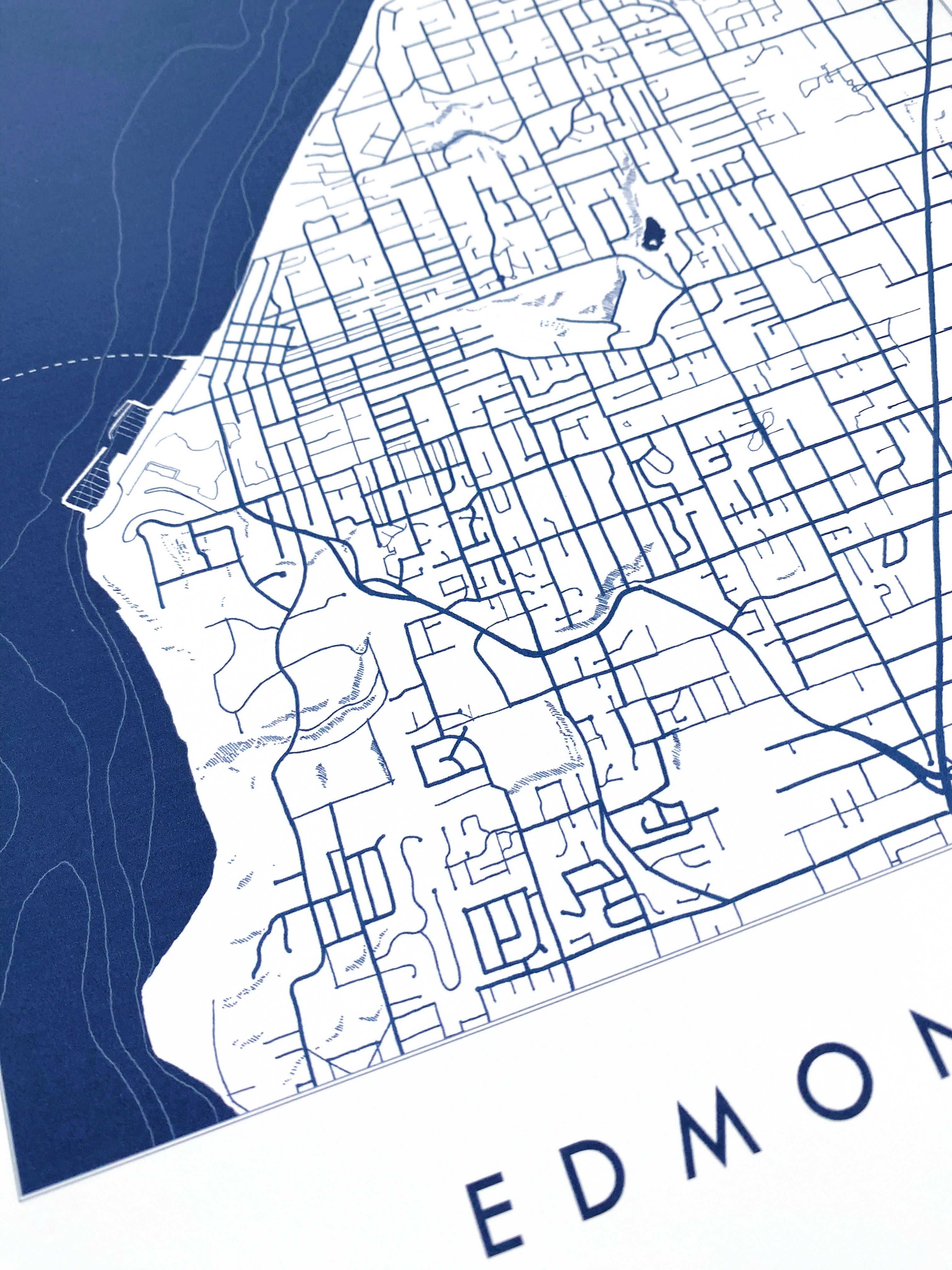 EDMONDS Washington Hand Drawn "Blueprint" Map: PRINT