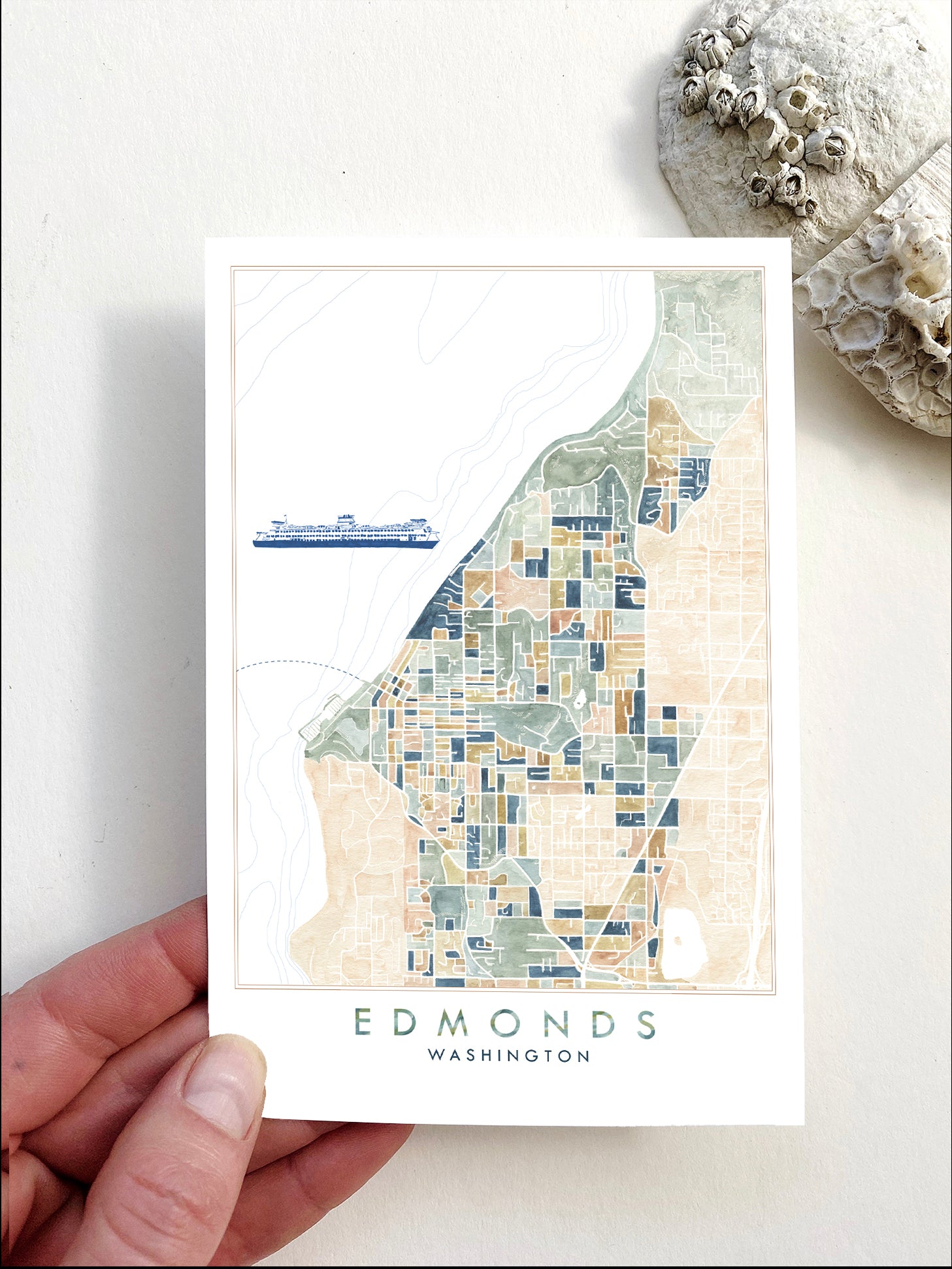 ColorFULL EDMONDS Washington Map Postcard