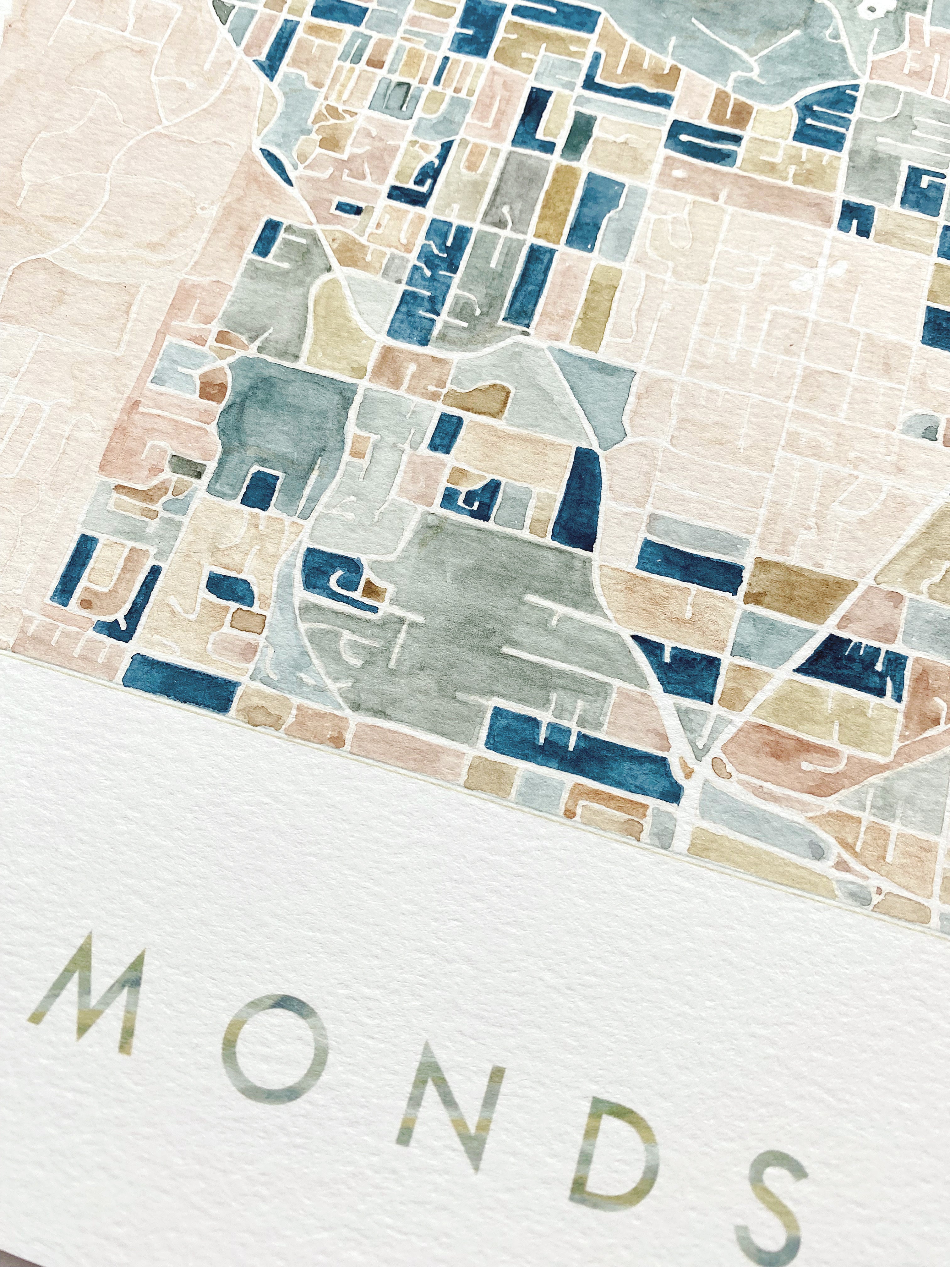 EDMONDS Washington ColorFULL Watercolor Map: PRINT