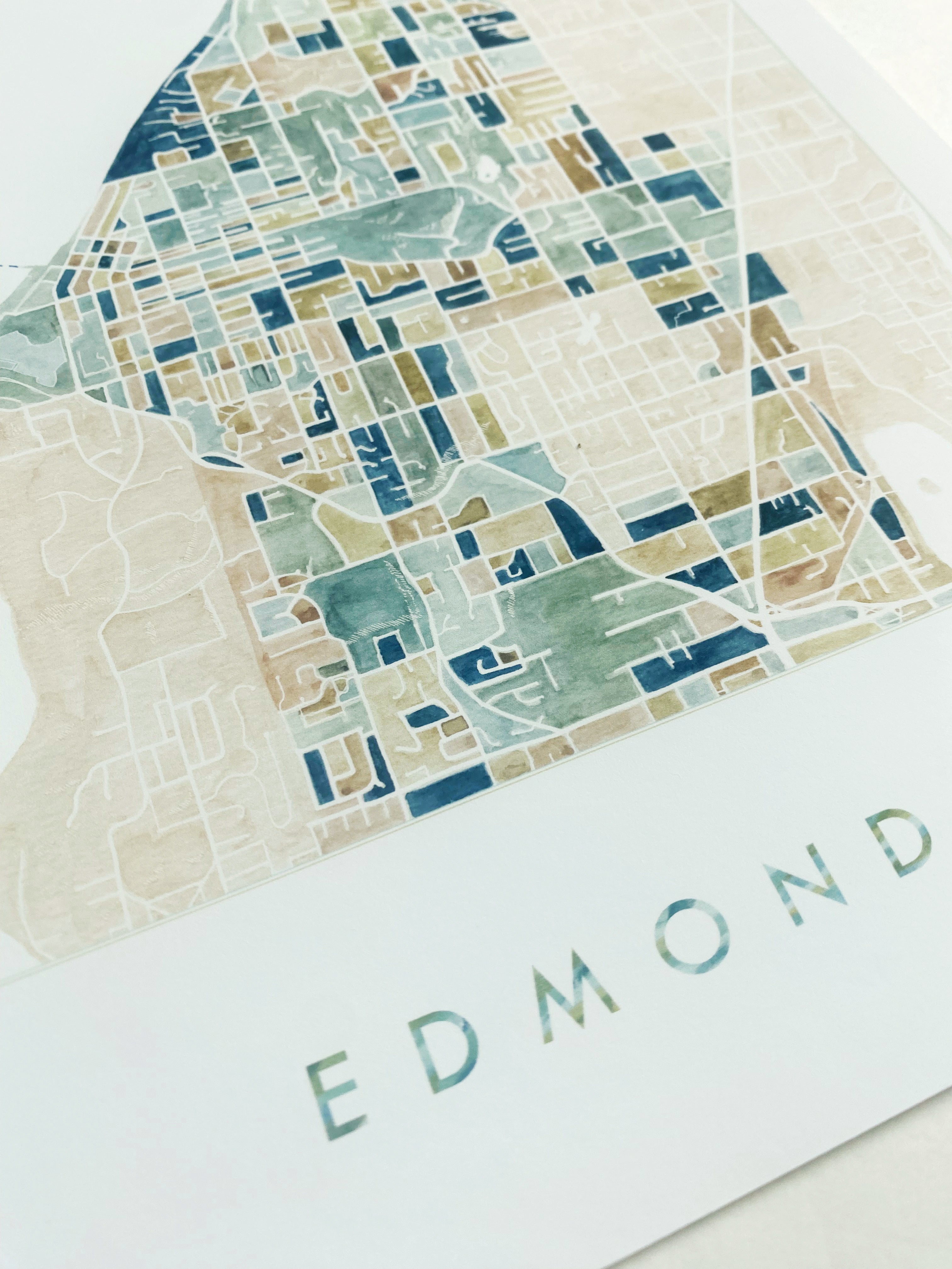 EDMONDS Washington ColorFULL Watercolor Map: PRINT