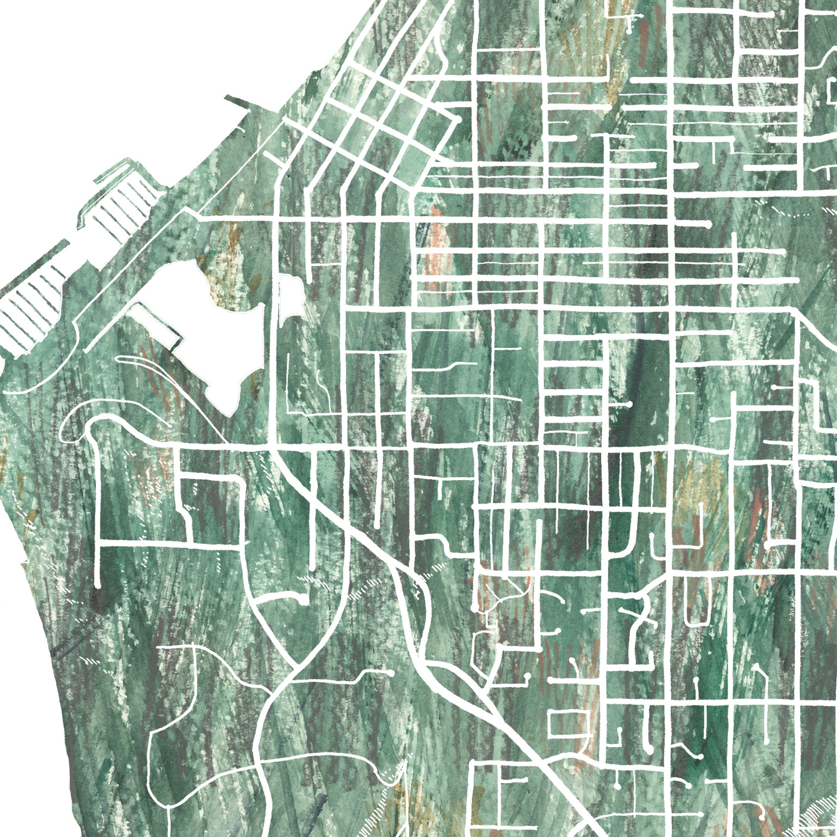 EDMONDS Washington Urban Fabrics City Map: PRINT