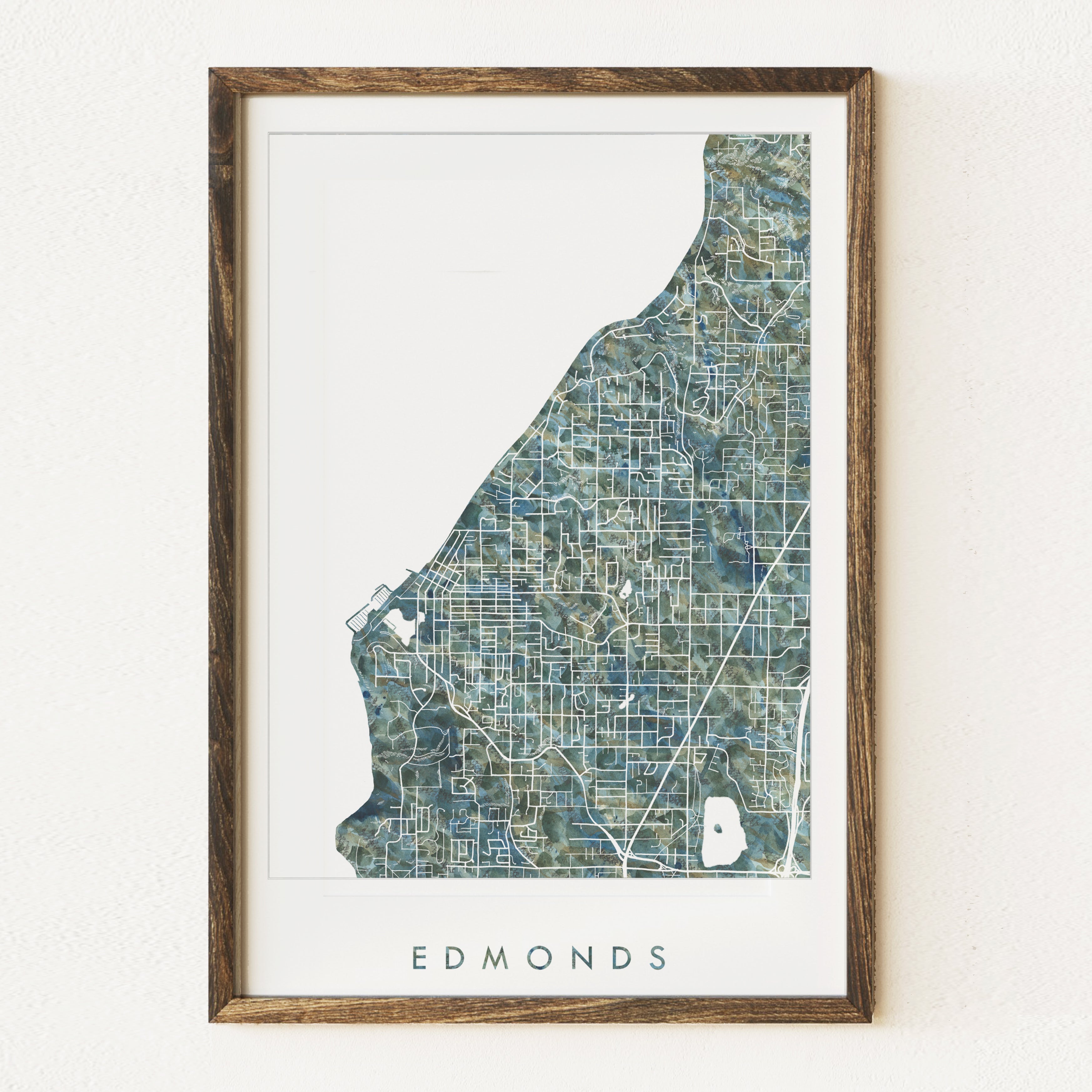 EDMONDS Washington Urban Fabrics City Map: PRINT