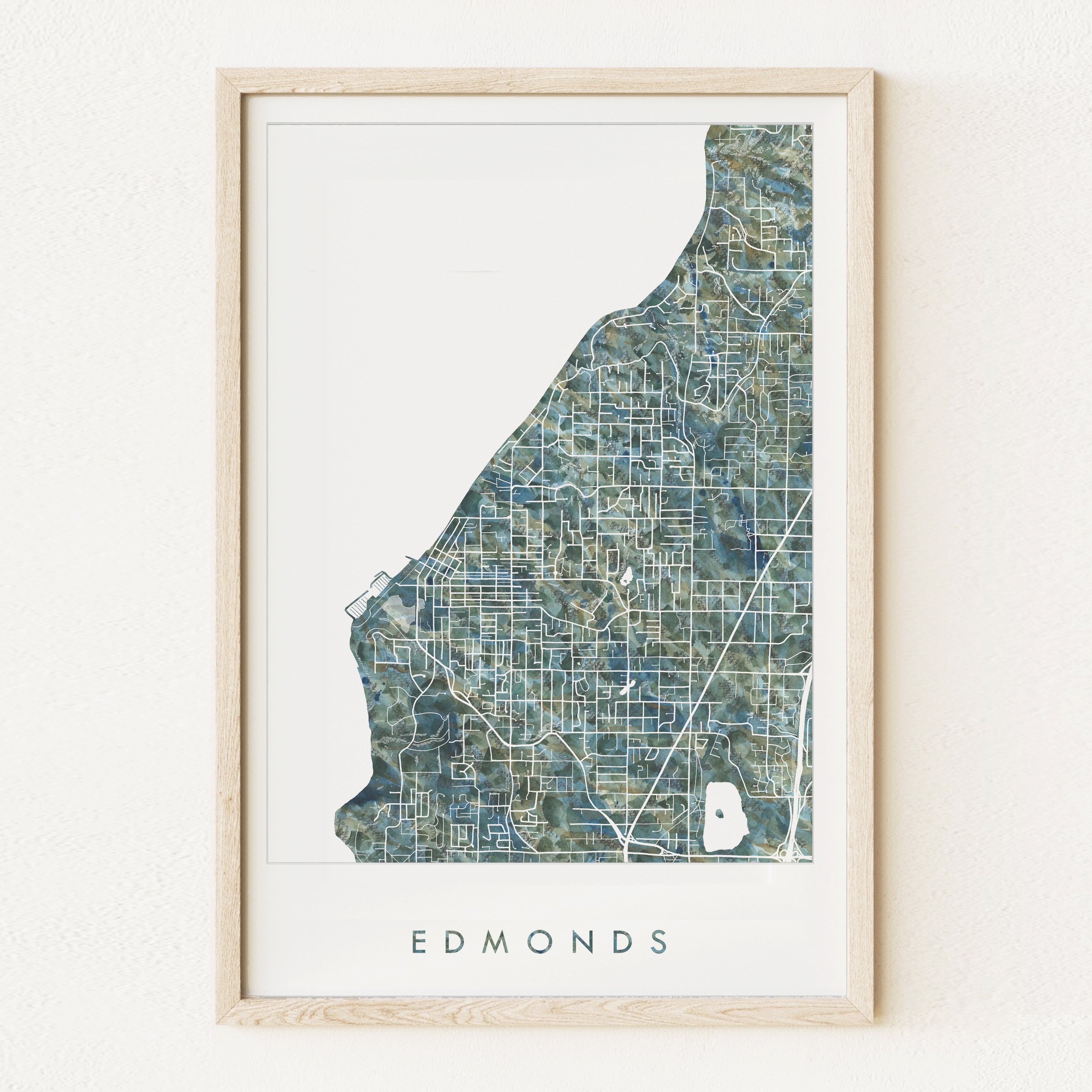 EDMONDS Washington Urban Fabrics City Map: PRINT