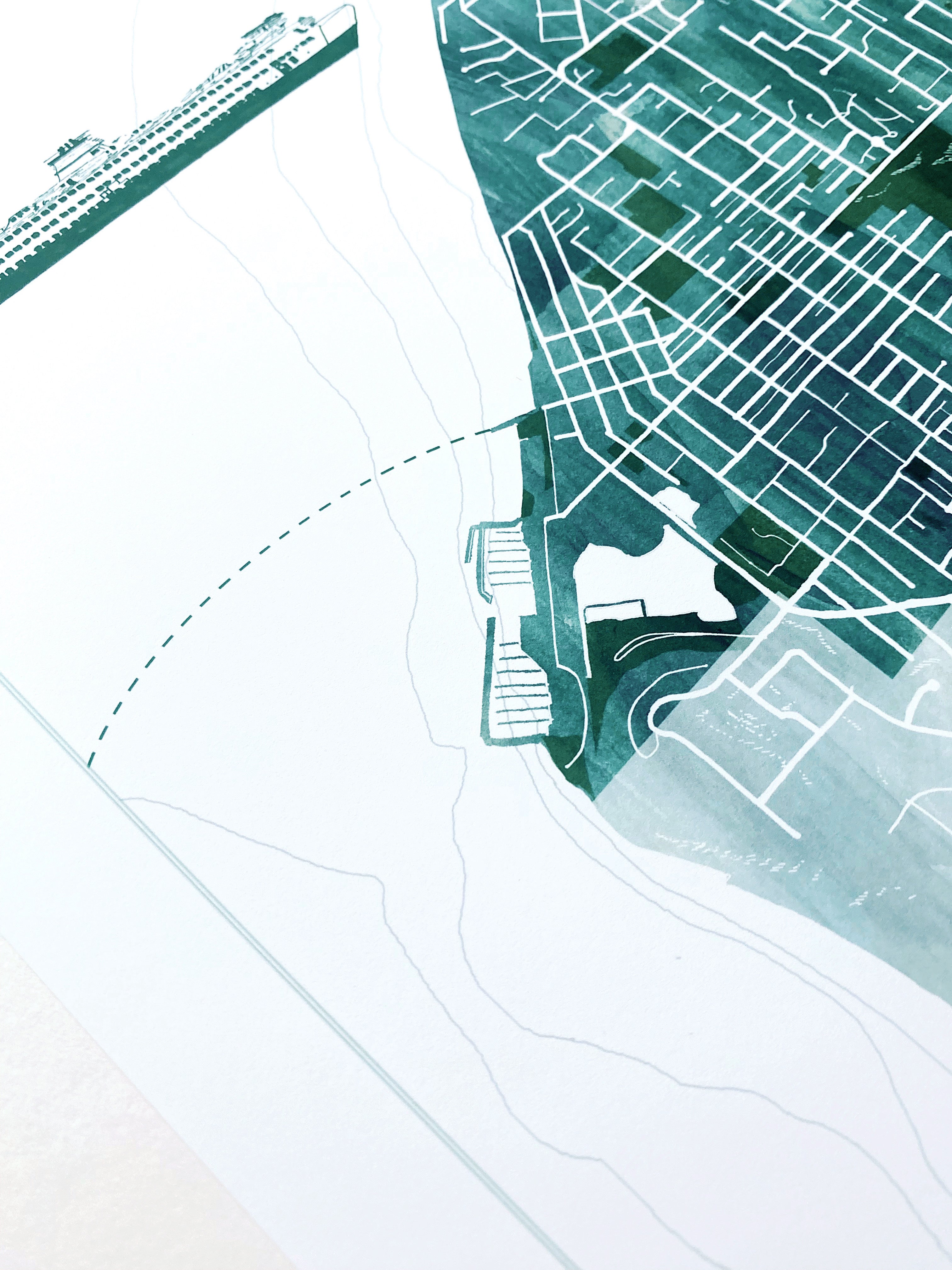 EDMONDS Washington Watercolor Wash Map: PRINT
