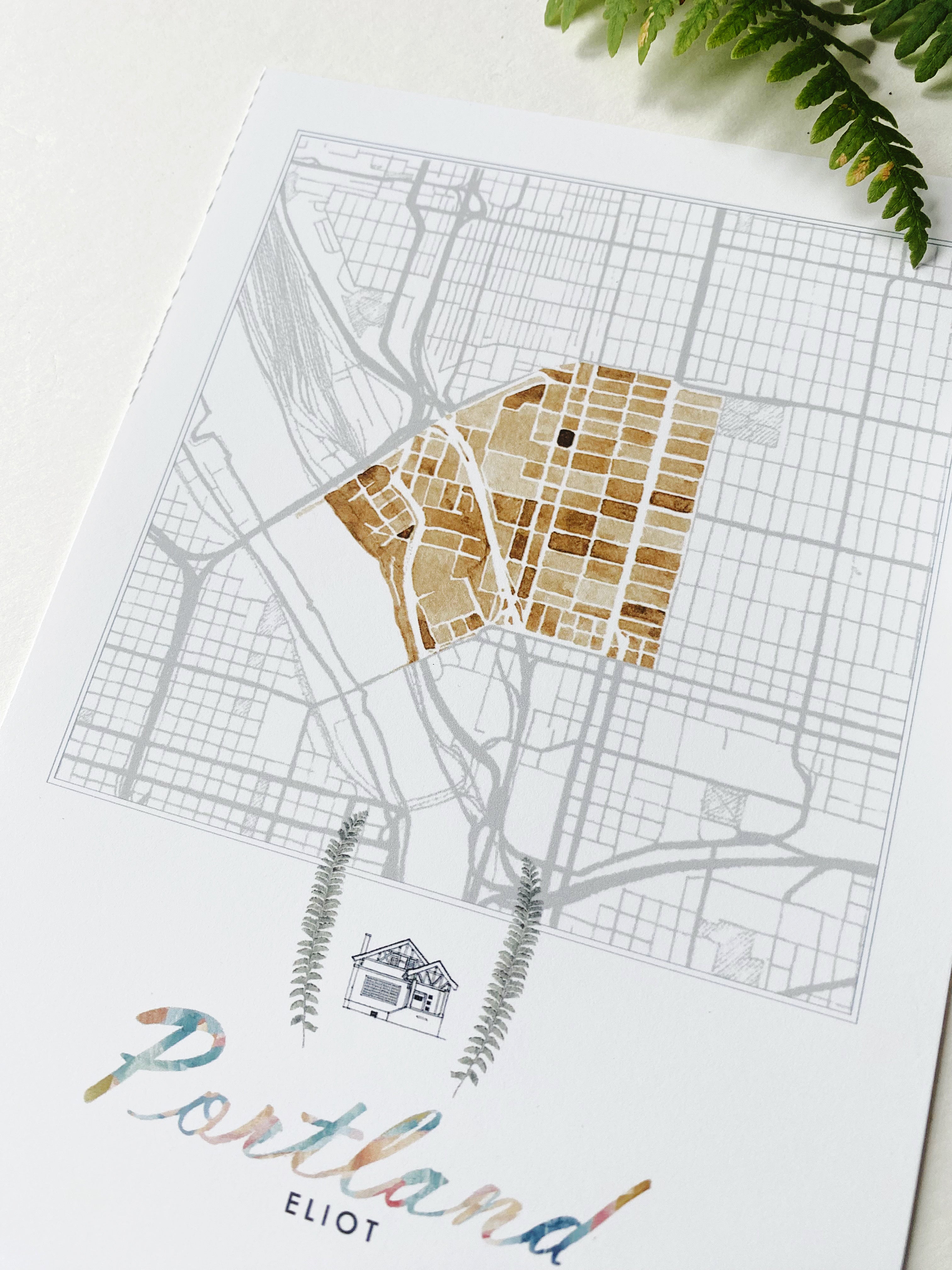 Eliot PORTLAND Neighborhood Watercolor Map: PRINT